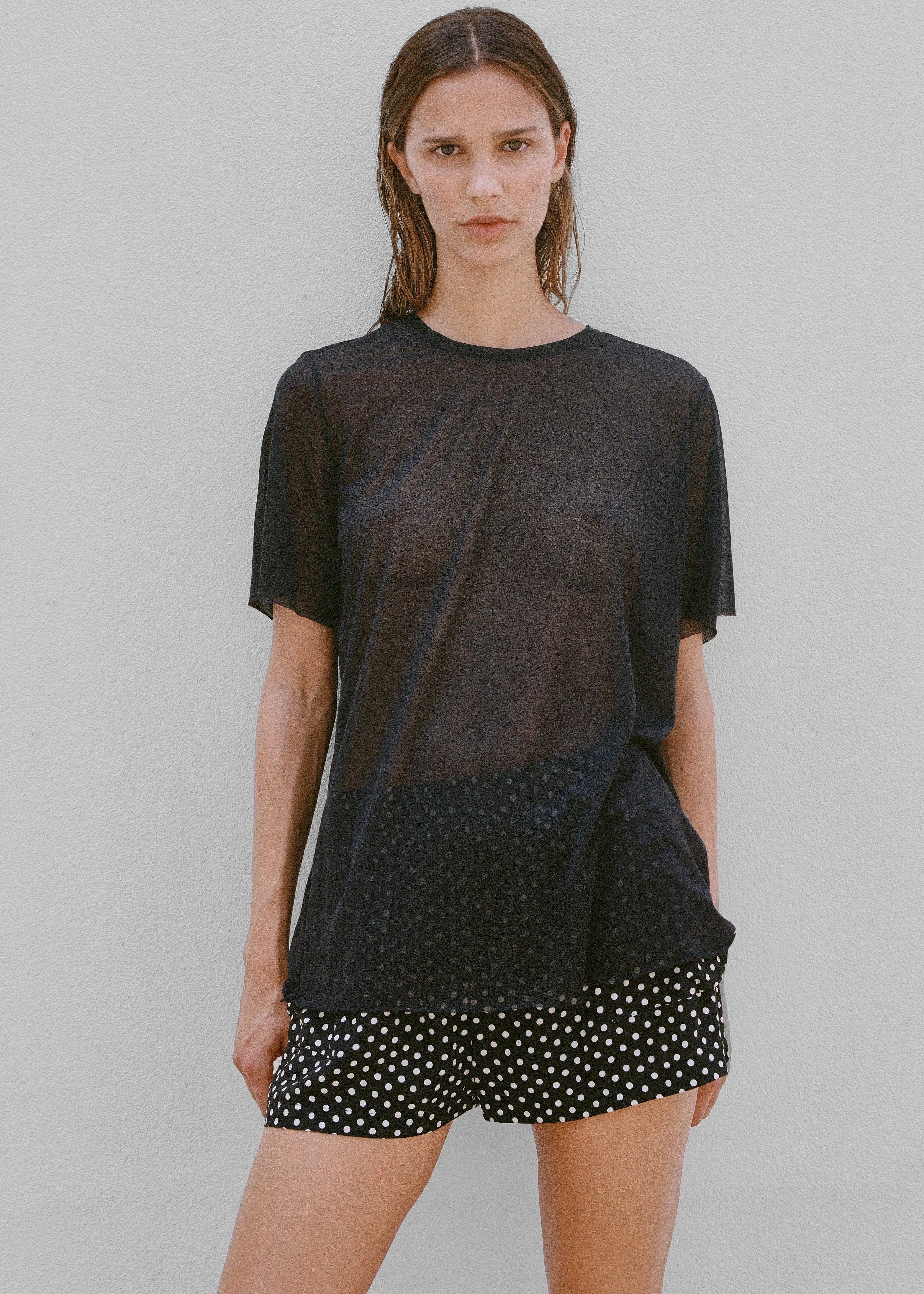 Matin Fine Knit Short Sleeve T-Shirt - Black sold by Frankie Shop product image thumbnail 2