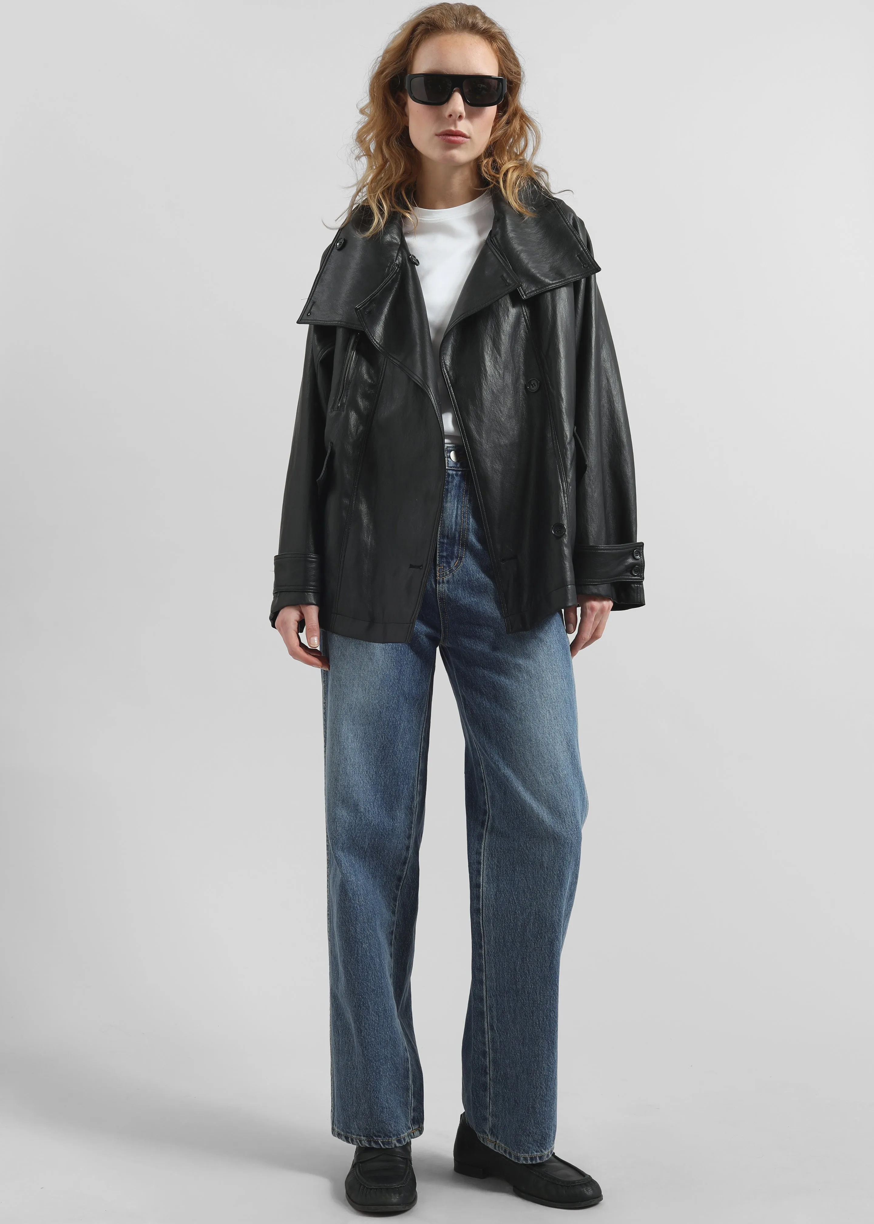 Amunta Faux Leather Trench Jacket - Black sold by Frankie Shop product image thumbnail 3