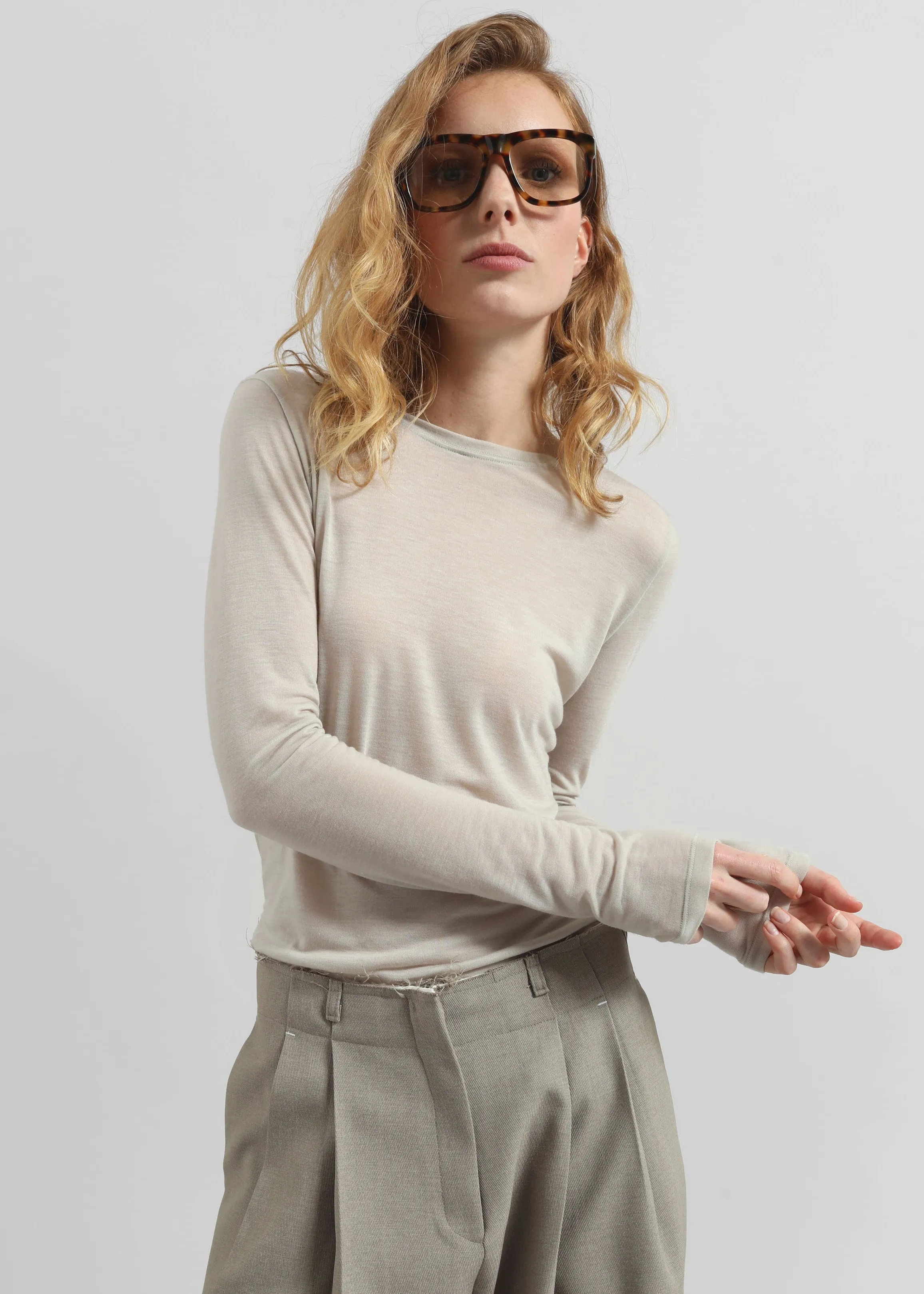 Jace Sheer Tee - Light Beige sold by Frankie Shop