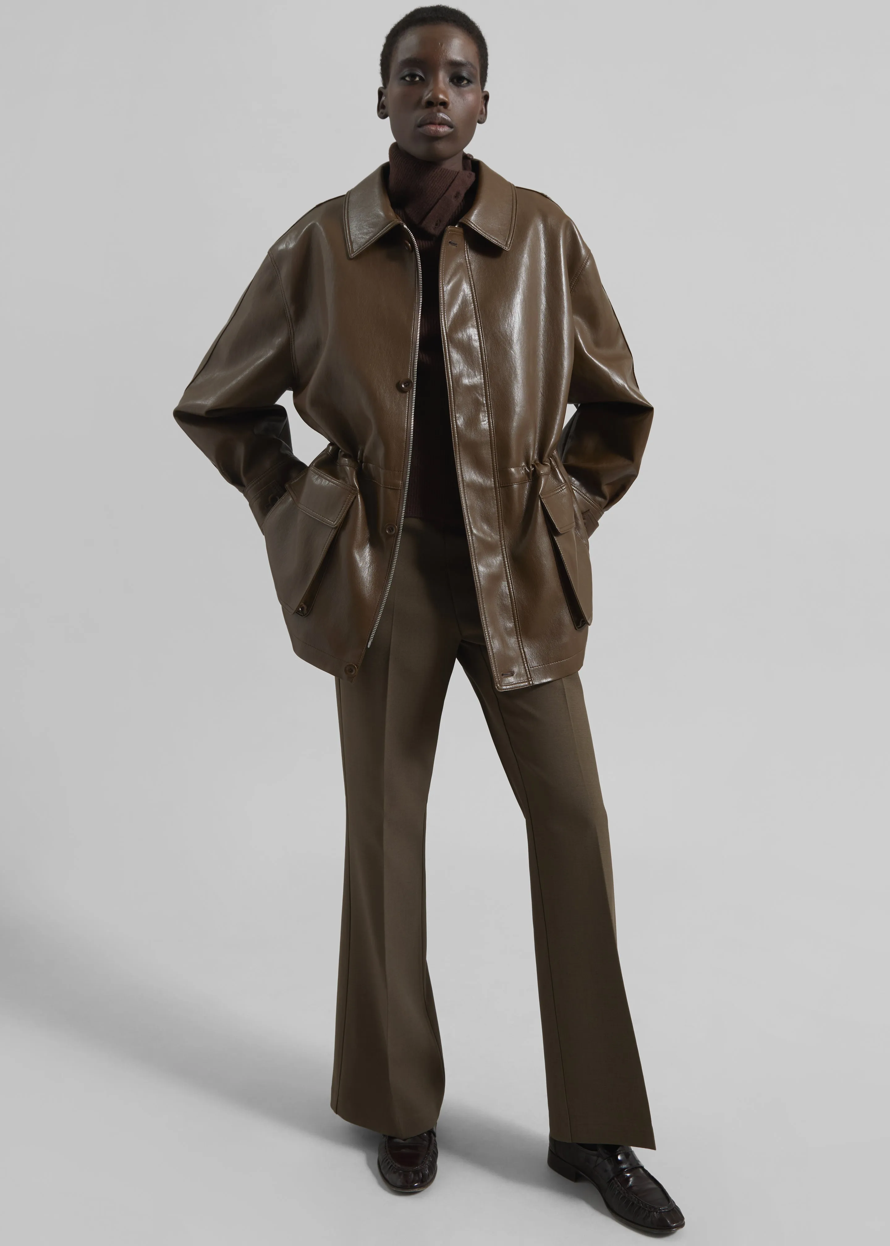 Cassel Faux Leather Jacket - Brown sold by Frankie Shop product image thumbnail 4