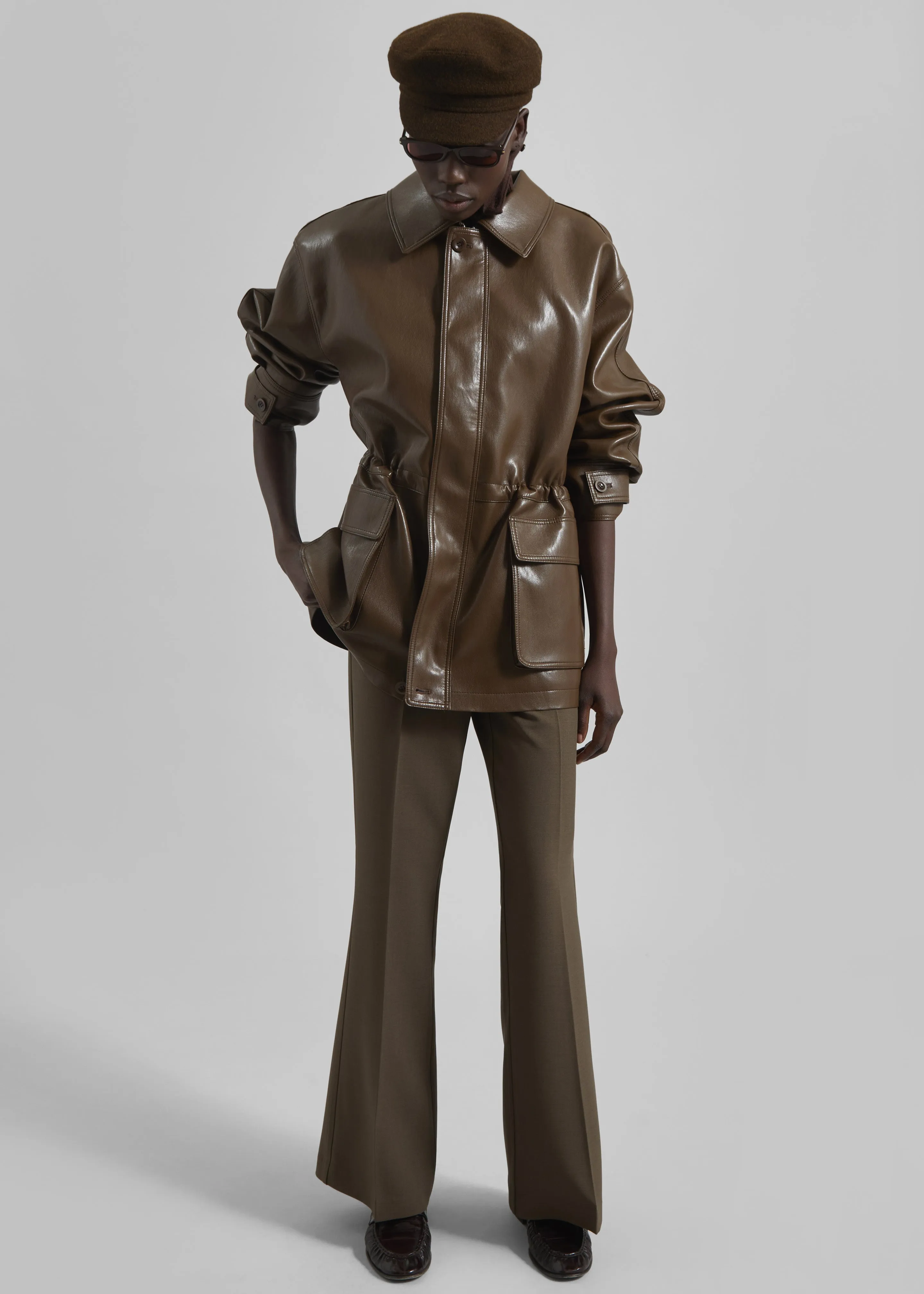 Cassel Faux Leather Jacket - Brown sold by Frankie Shop