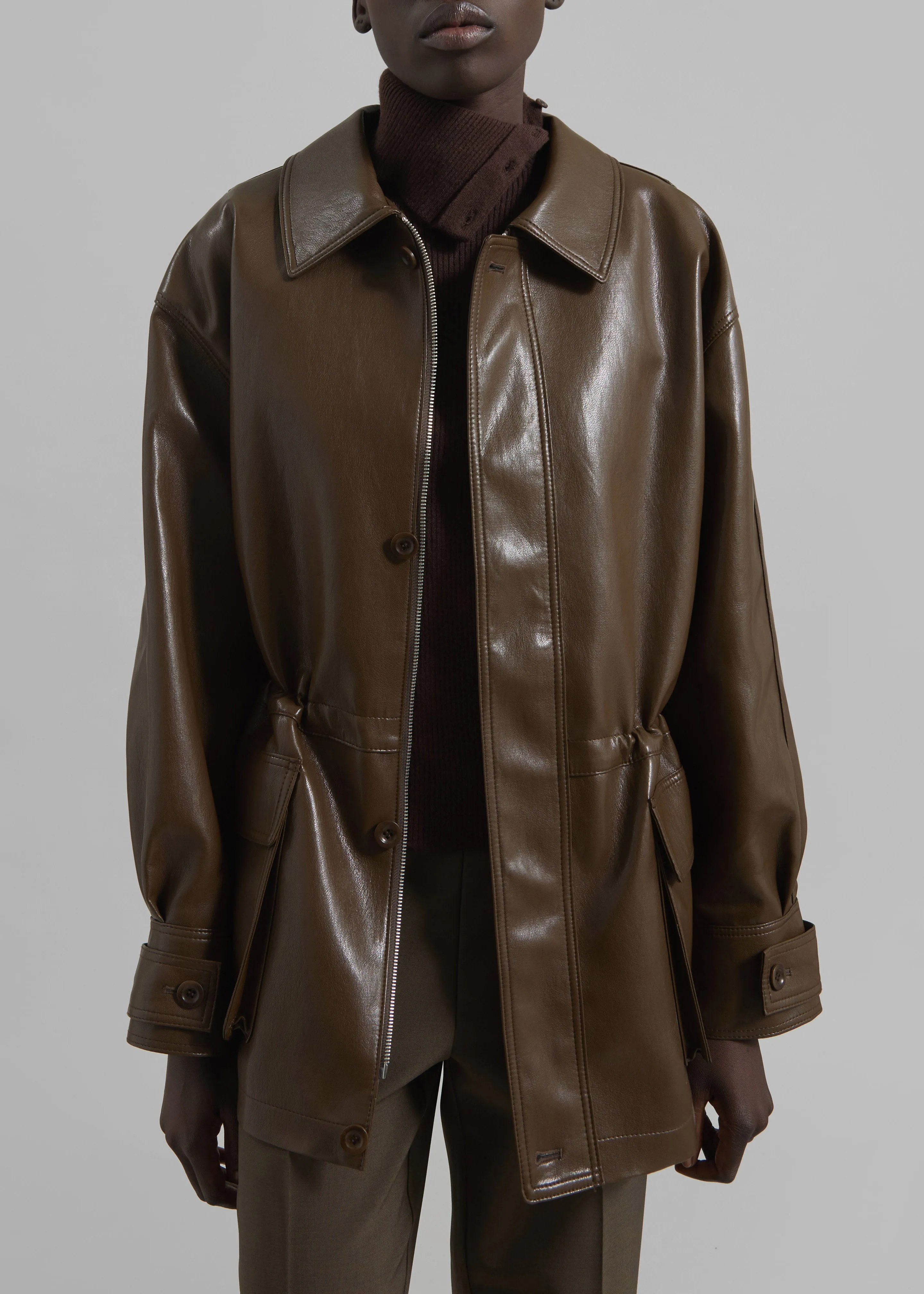 Cassel Faux Leather Jacket - Brown sold by Frankie Shop product image thumbnail 3