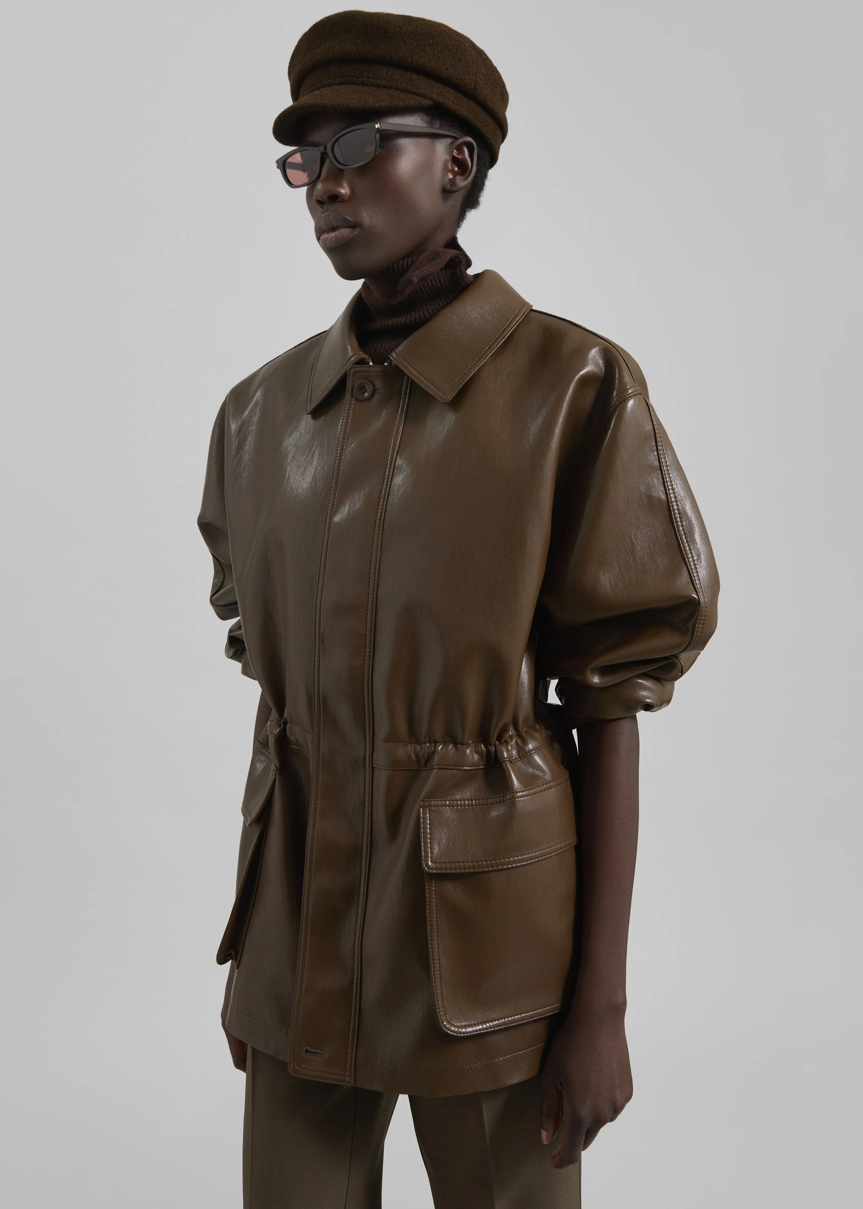 Cassel Faux Leather Jacket - Brown sold by Frankie Shop product image thumbnail 5