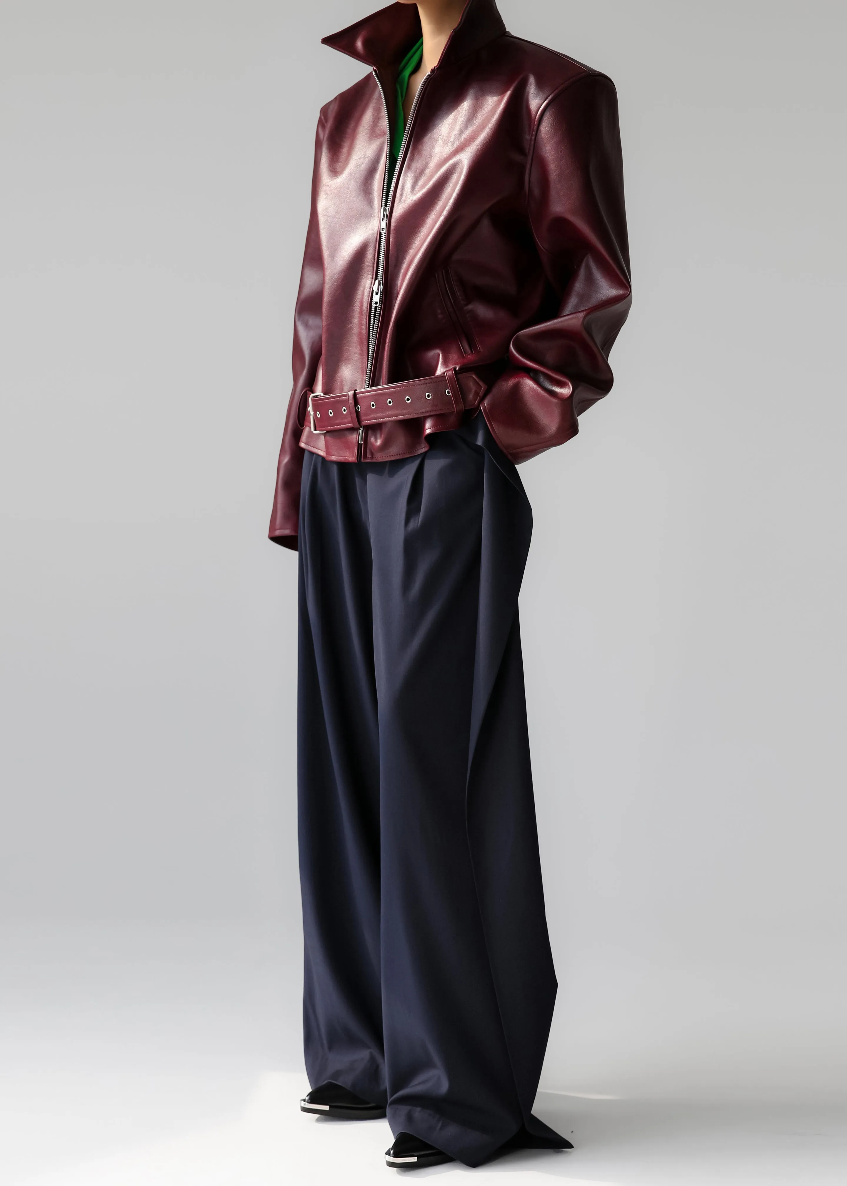 Norbury Faux Leather Jacket - Burgundy sold by Frankie Shop product image thumbnail 4