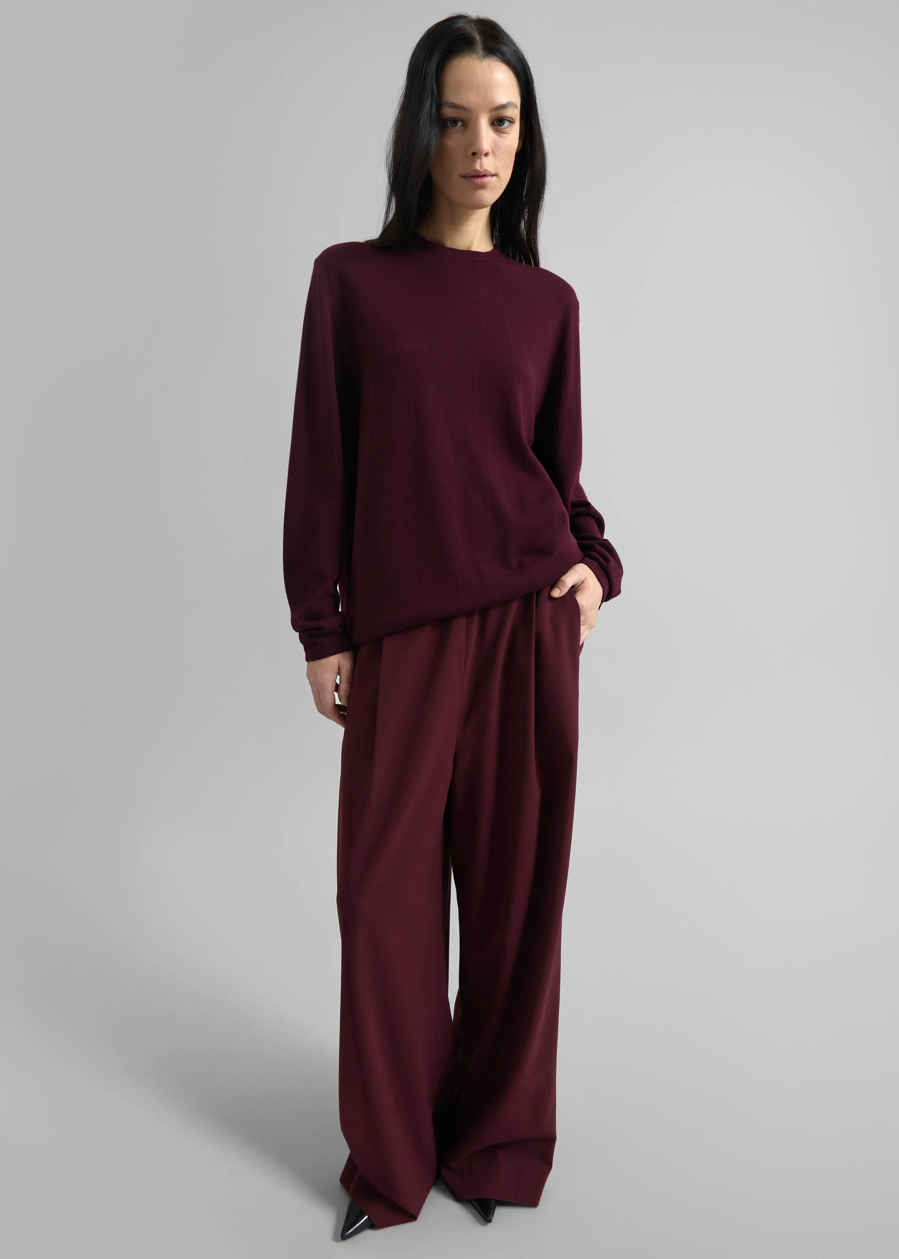 Neva Wide Trousers - Burgundy sold by Frankie Shop product image thumbnail 2