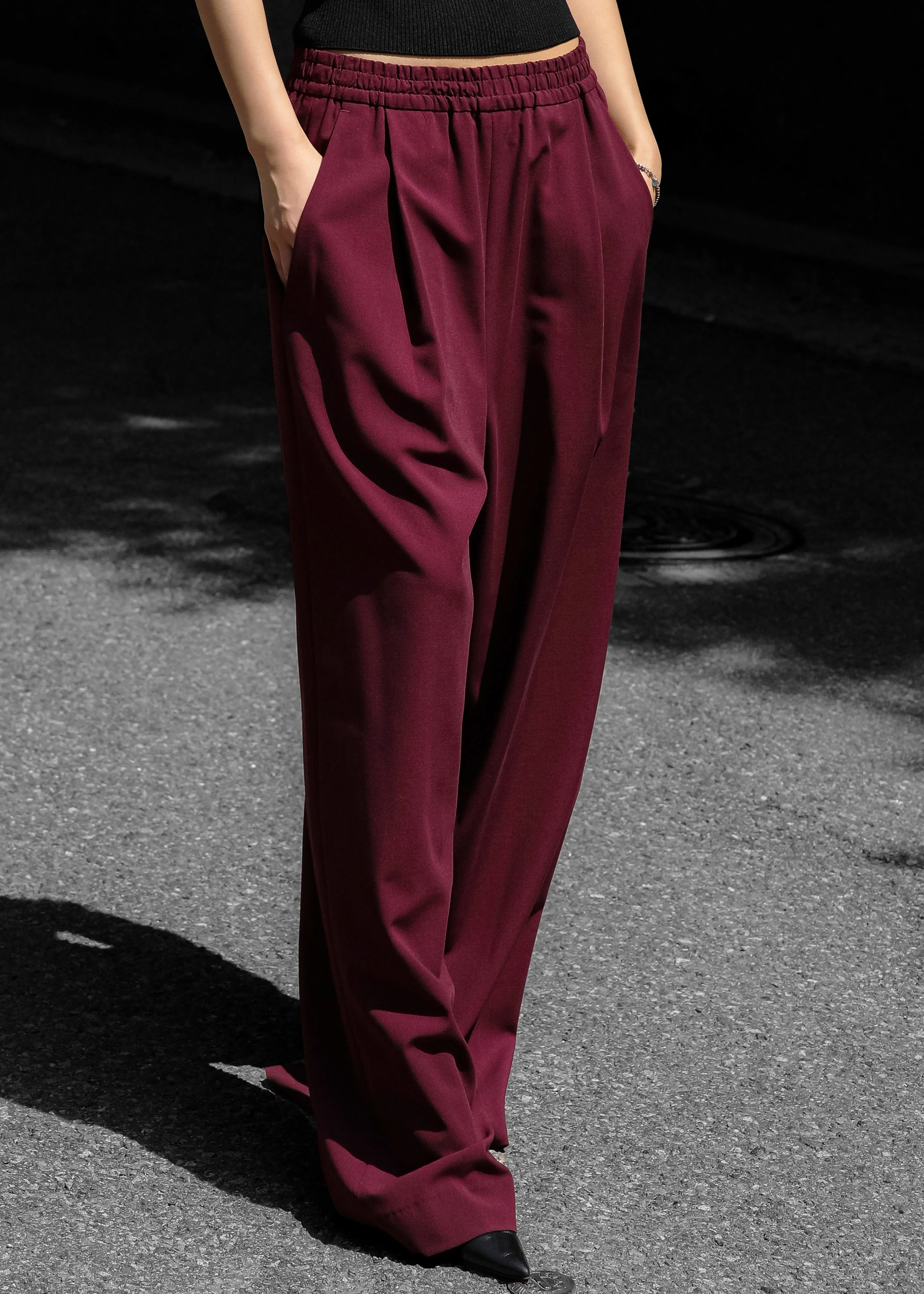 Neva Wide Trousers - Burgundy sold by Frankie Shop