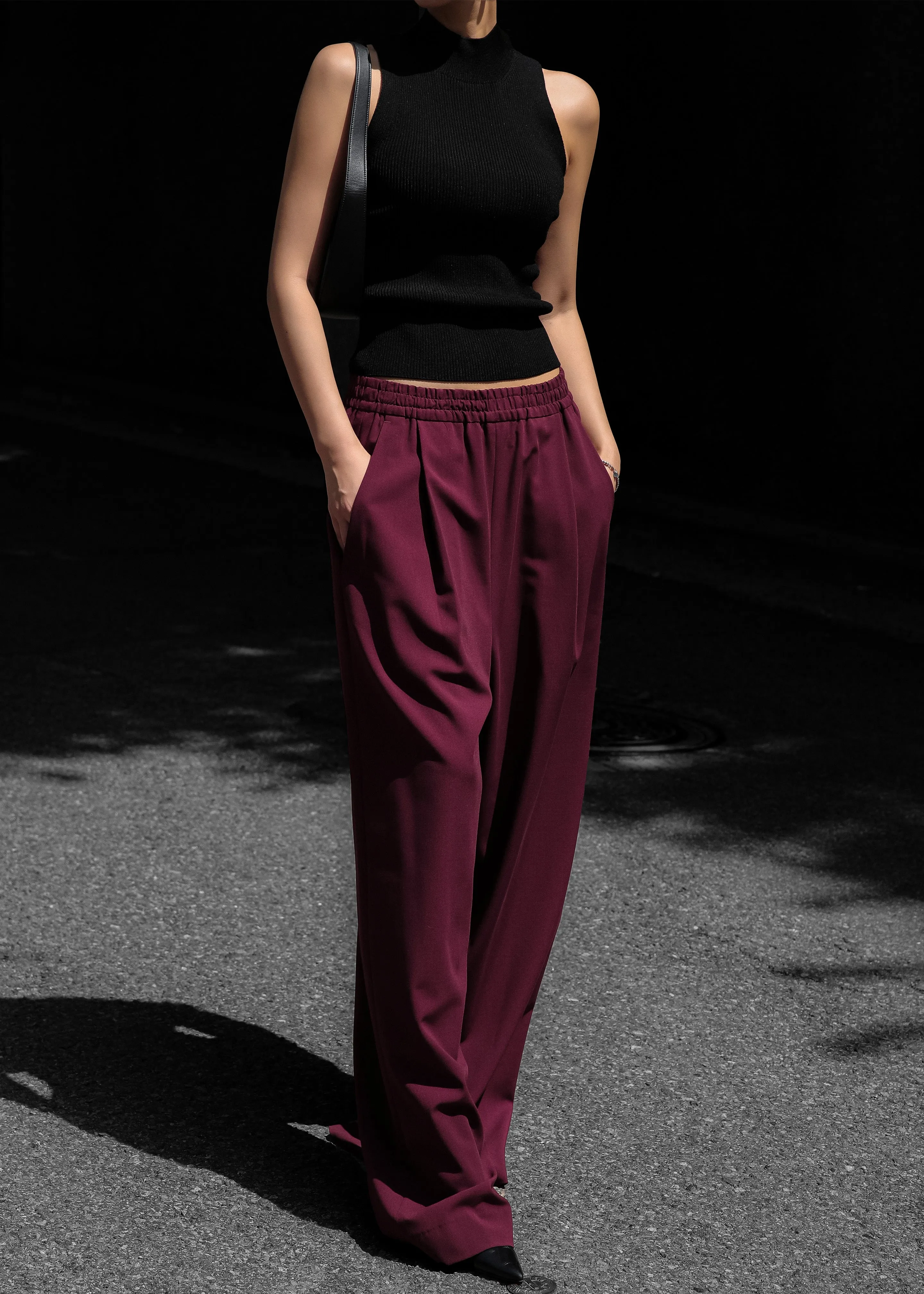 Neva Wide Trousers - Burgundy sold by Frankie Shop product image thumbnail 3