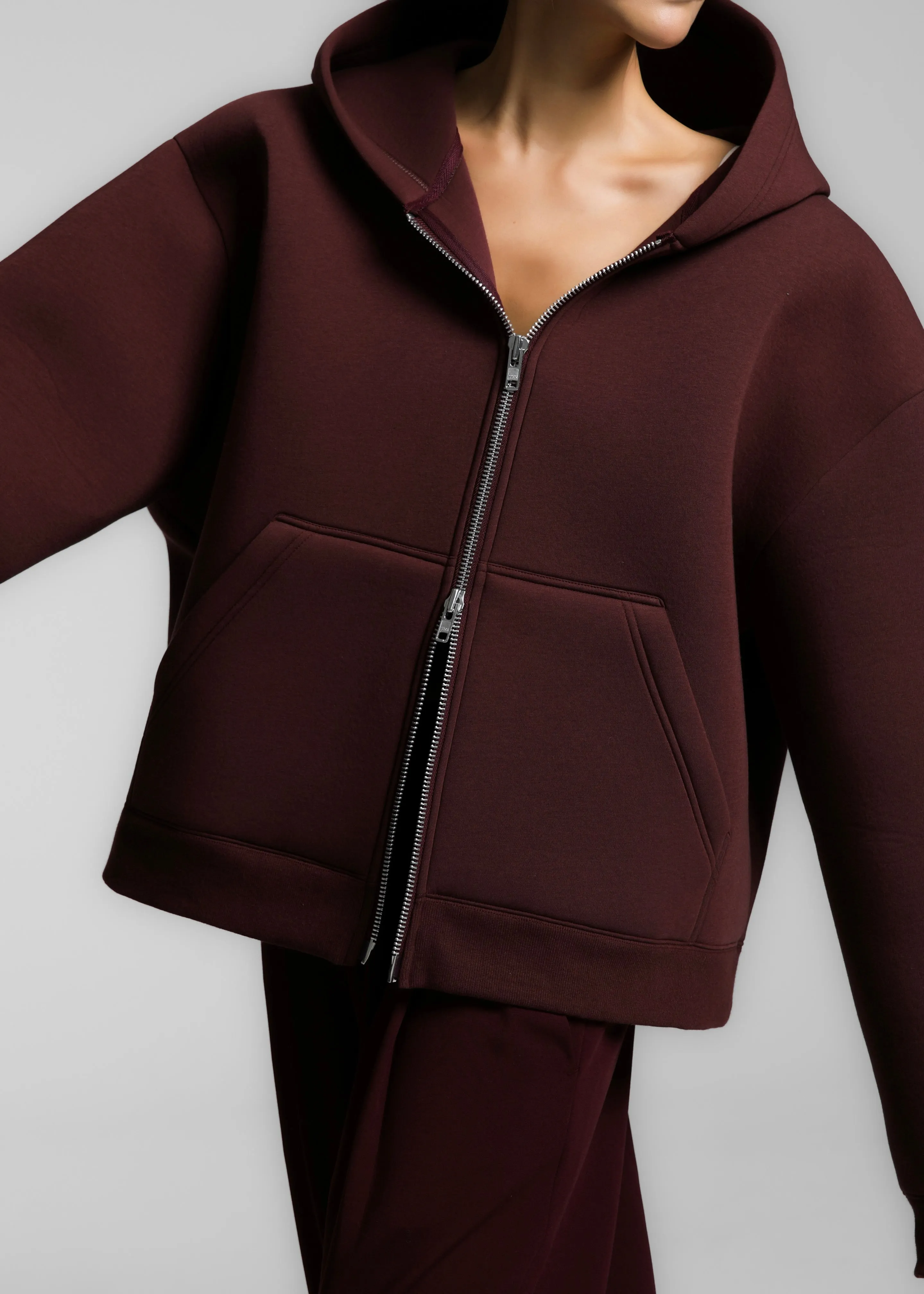 Calder Neoprene Zip-Up Hoodie - Burgundy sold by Frankie Shop product image thumbnail 5