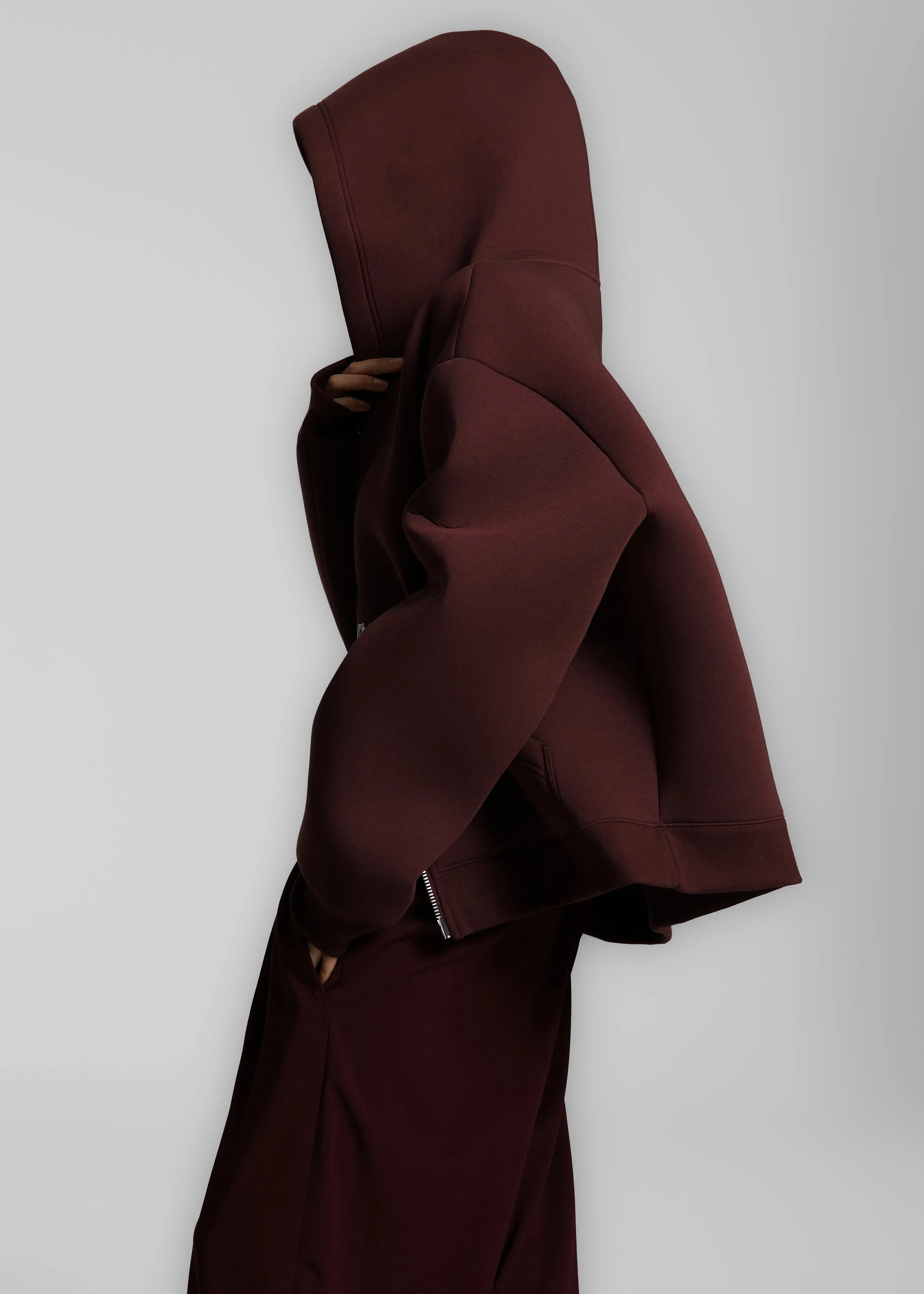 Calder Neoprene Zip-Up Hoodie - Burgundy sold by Frankie Shop product image thumbnail 2