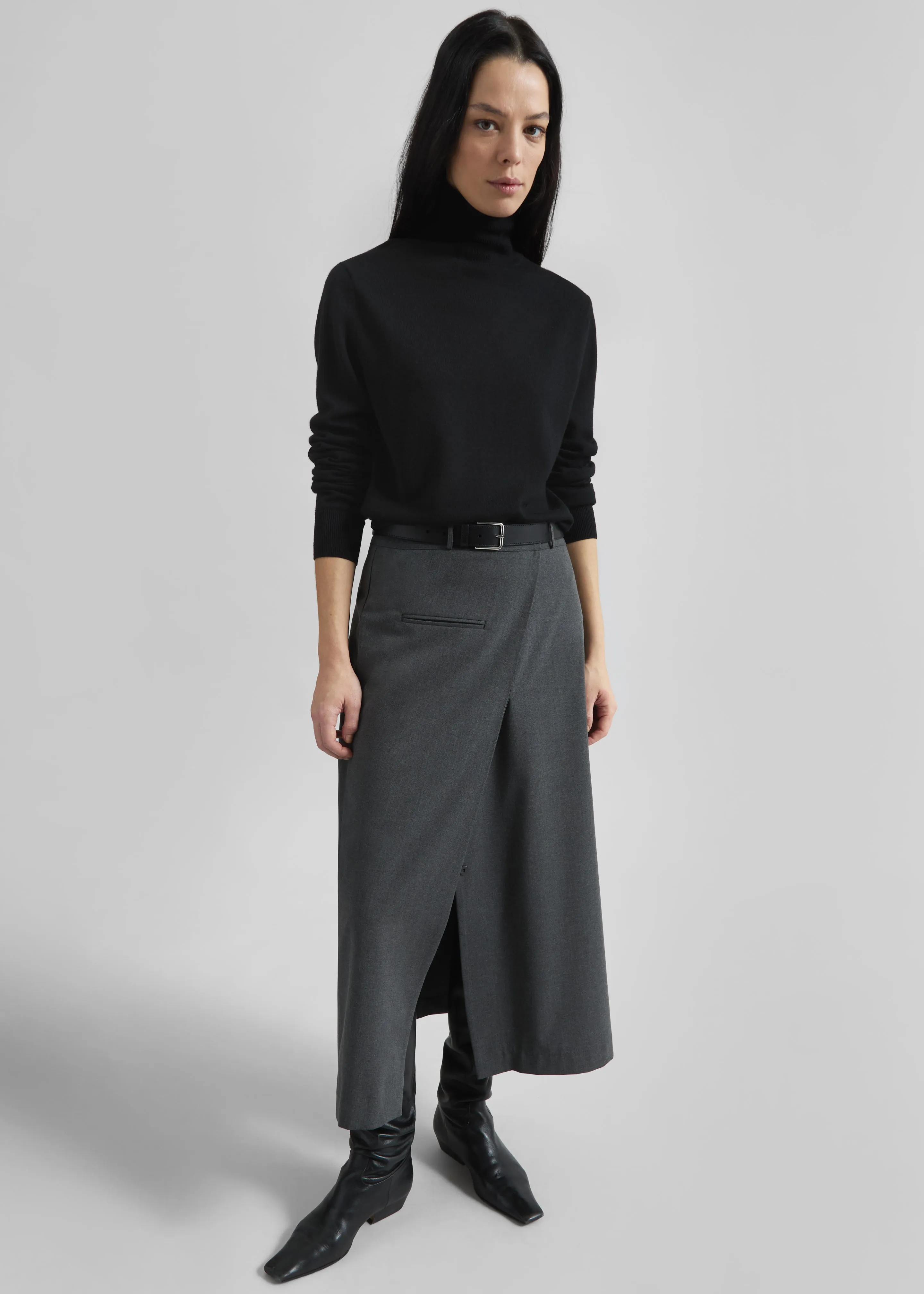 Greven Wrap Skirt - Dark Grey Melange sold by Frankie Shop product image thumbnail 3