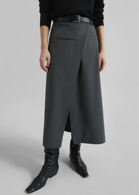 Greven Wrap Skirt - Dark Grey Melange sold by Frankie Shop