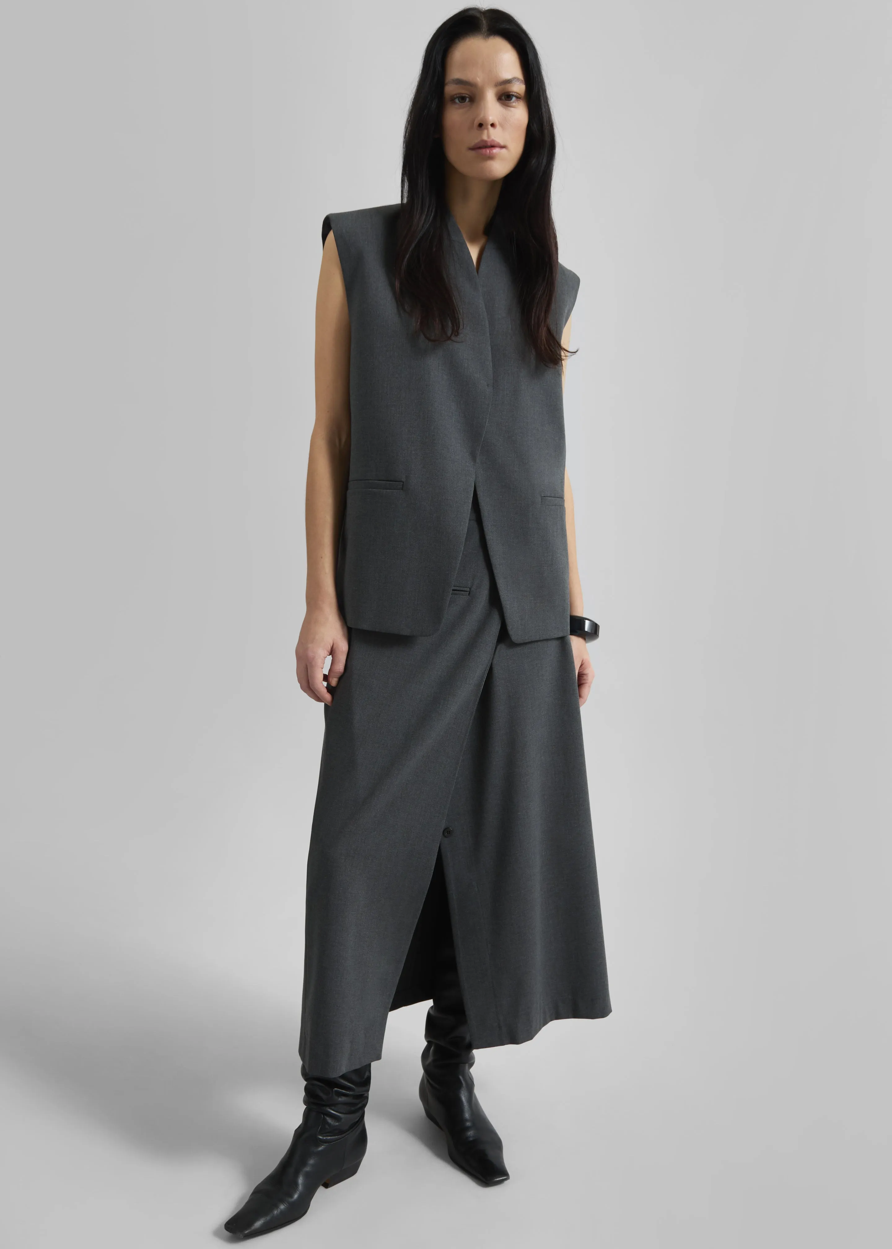 Greven Vest - Dark Grey Melange sold by Frankie Shop