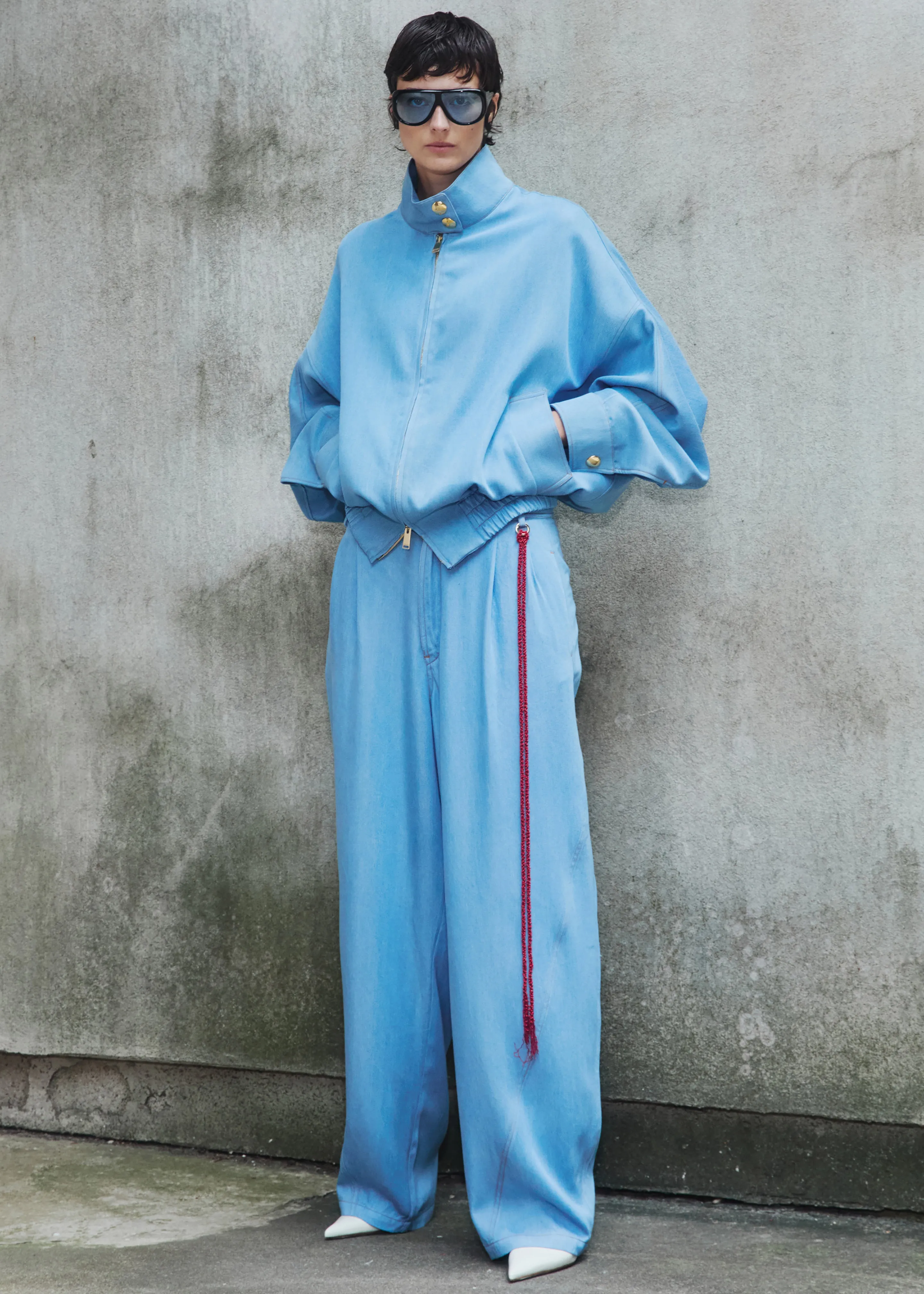 Darkpark Phebe Chain Adorned Wide-Leg Pants - Light Blue sold by Frankie Shop product image thumbnail 3