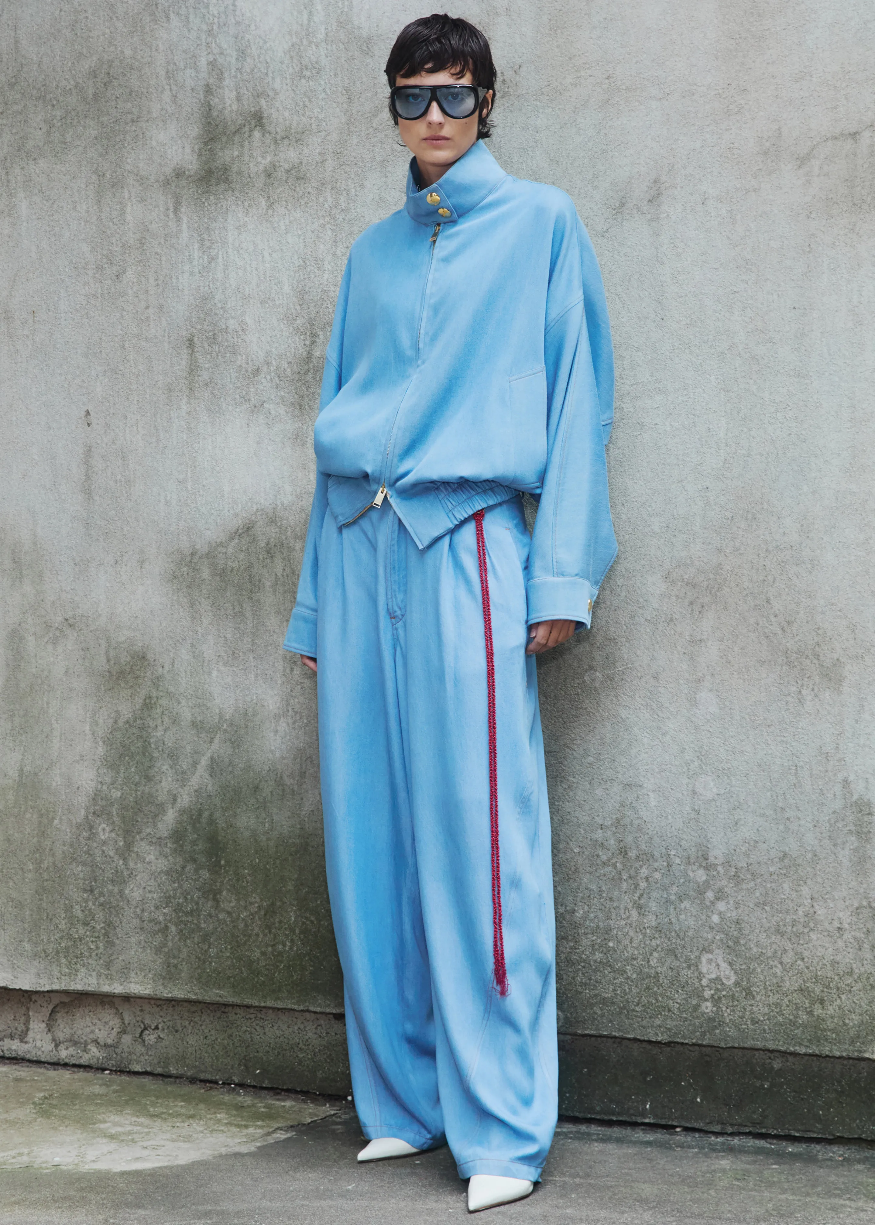 Darkpark Phebe Chain Adorned Wide-Leg Pants - Light Blue sold by Frankie Shop product image thumbnail 4