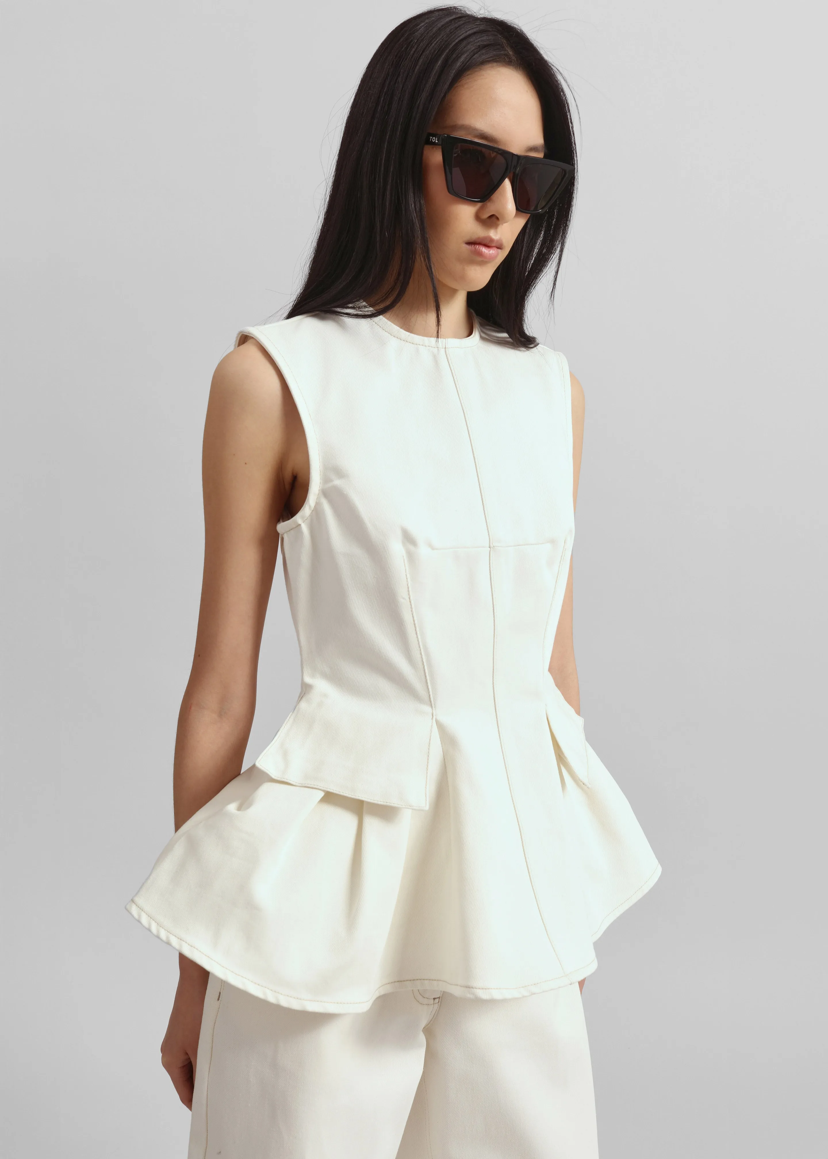 Remain Peplum Denim Top - Ecru sold by Frankie Shop product image thumbnail 2