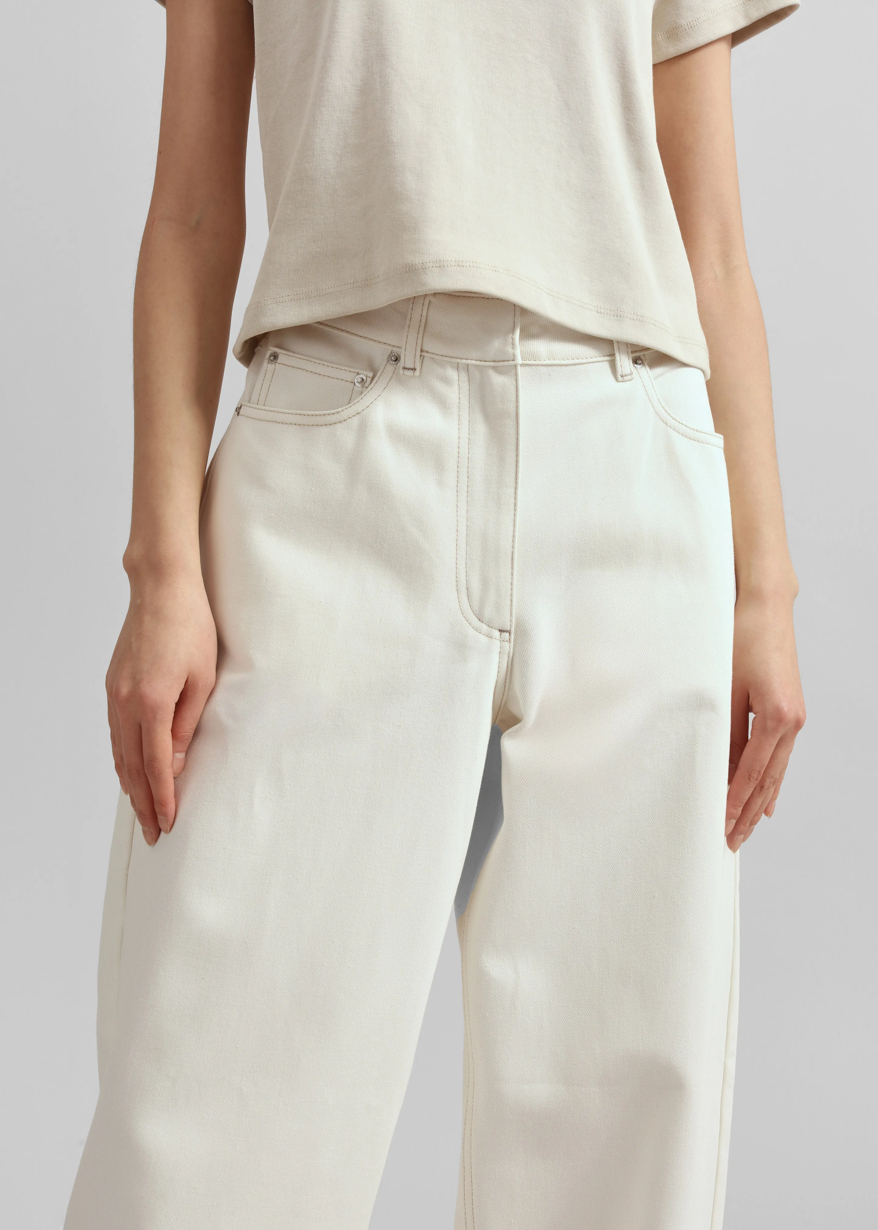 Remain Cocoon Denim Pants - Ecru sold by Frankie Shop product image thumbnail 4