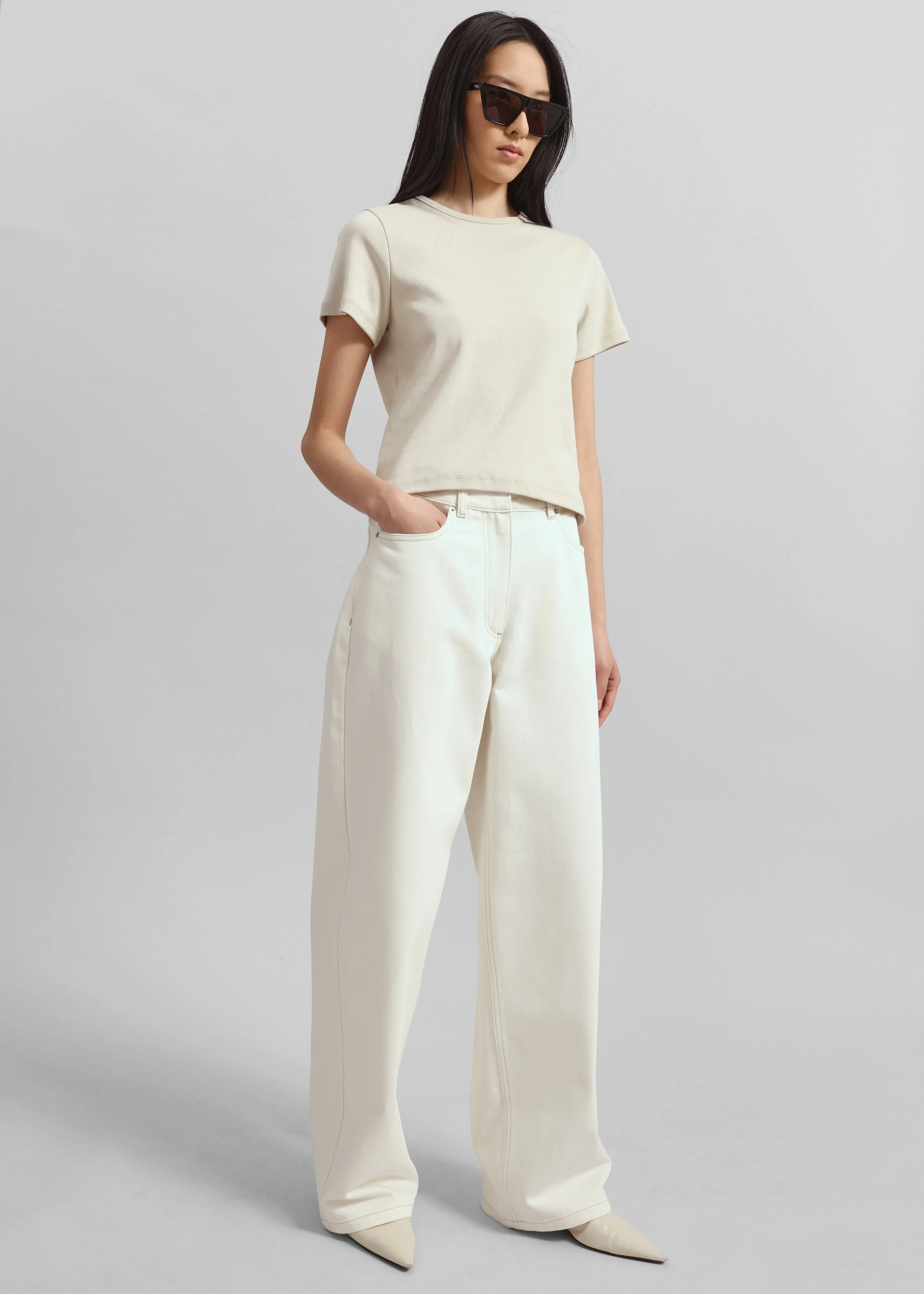 Remain Cocoon Denim Pants - Ecru sold by Frankie Shop product image thumbnail 3