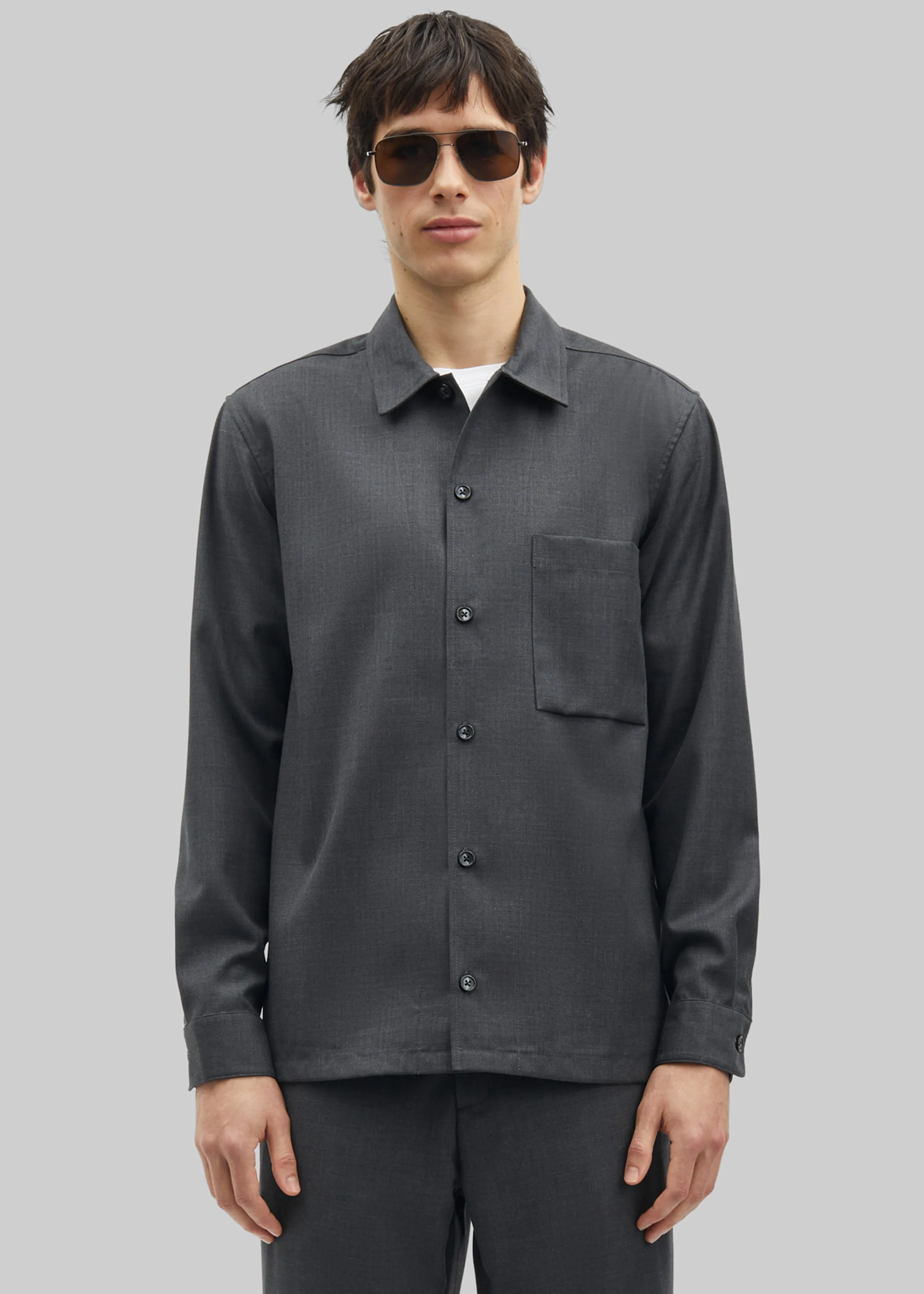 Samsøe Samsøe Sadamon Go Overshirt - Dark Grey Melange sold by Frankie Shop