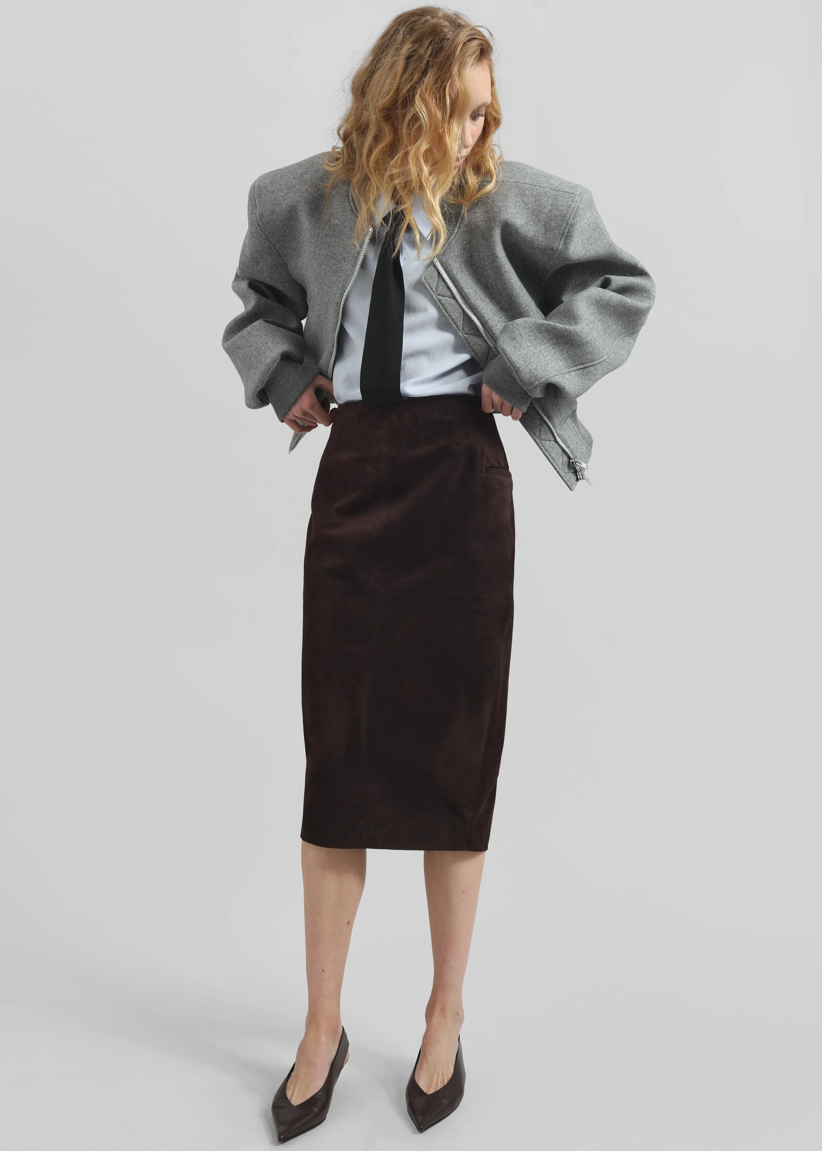 Glane Padded Wool Bomber Jacket - Grey Melange sold by Frankie Shop product image thumbnail 2