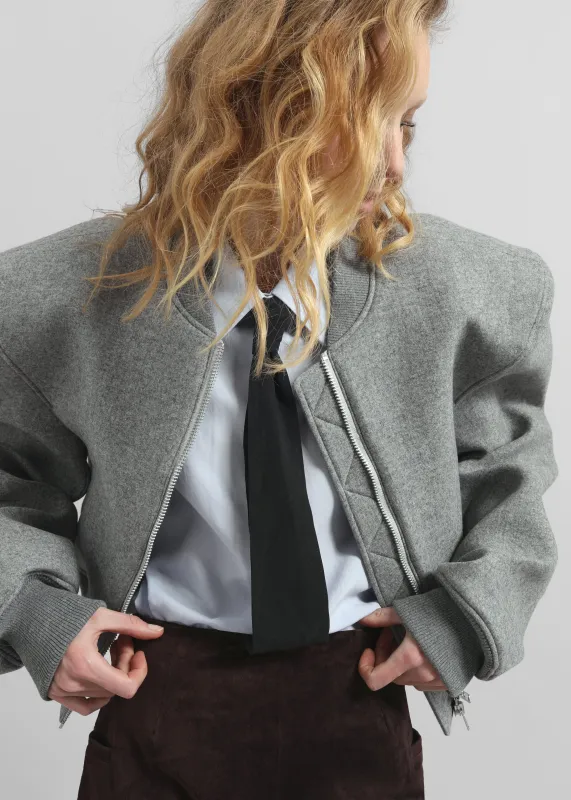 Glane Padded Wool Bomber Jacket - Grey Melange sold by Frankie Shop