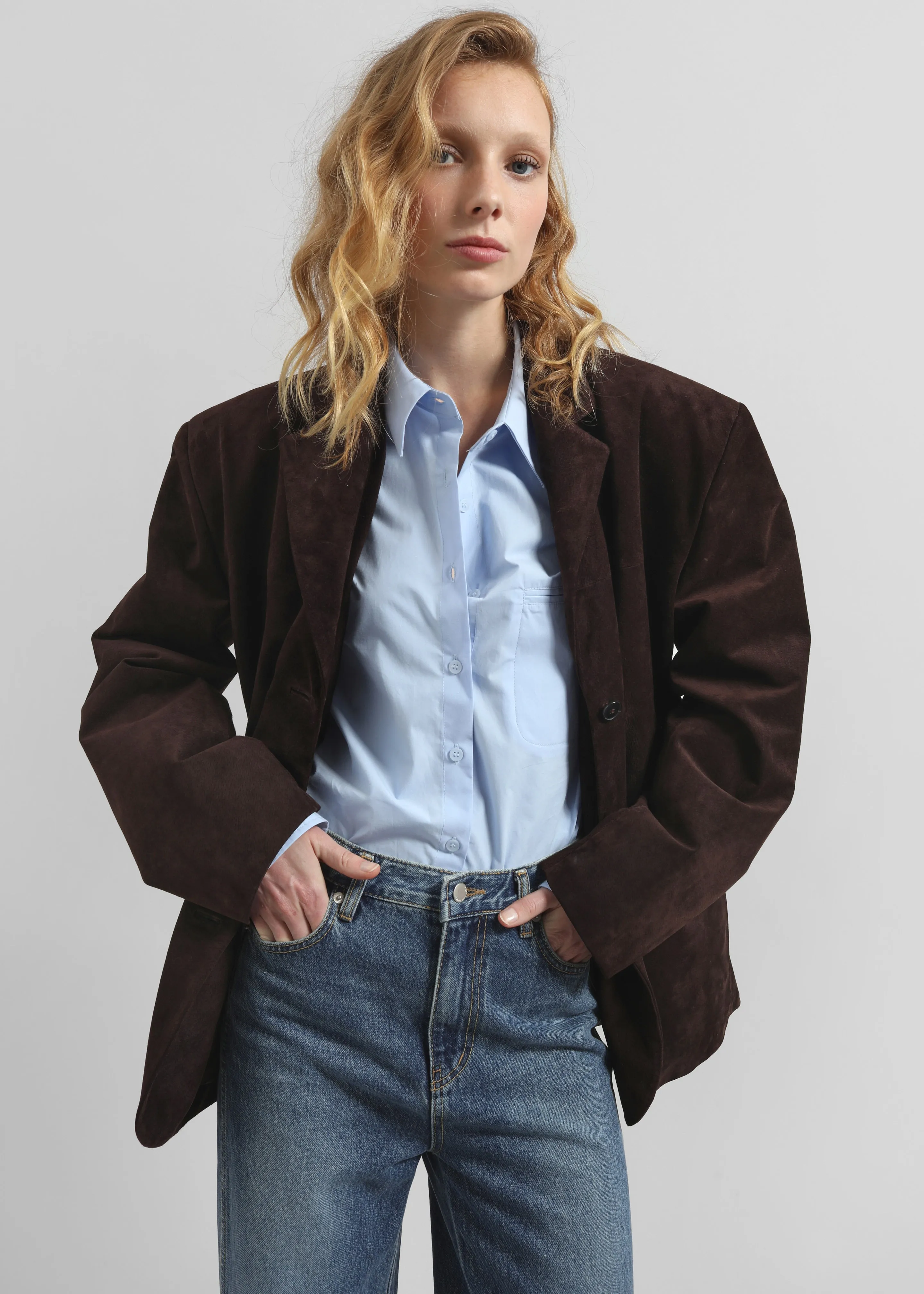 Salnor Suede Blazer - Dark Brown sold by Frankie Shop