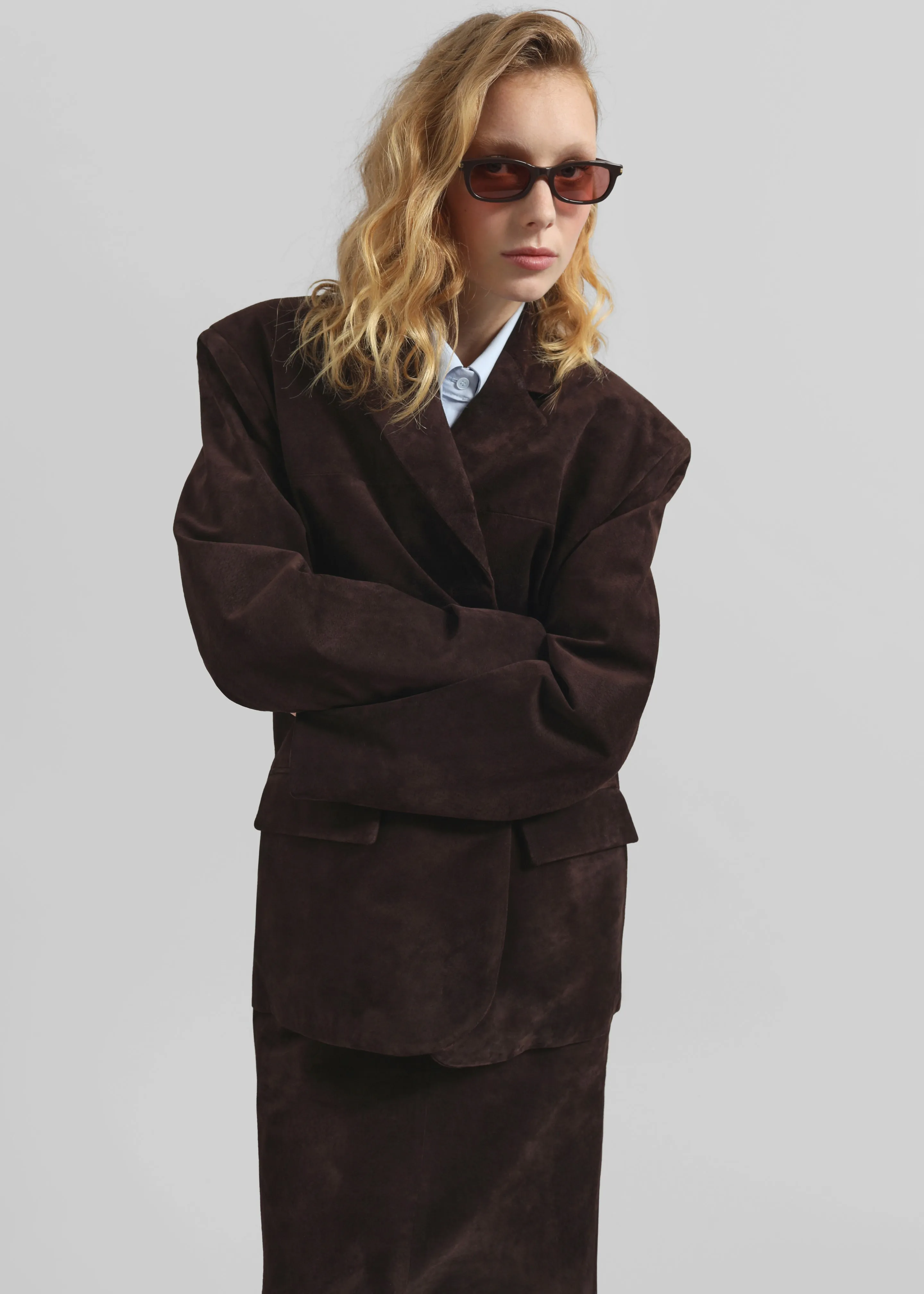 Salnor Suede Blazer - Dark Brown sold by Frankie Shop product image thumbnail 4