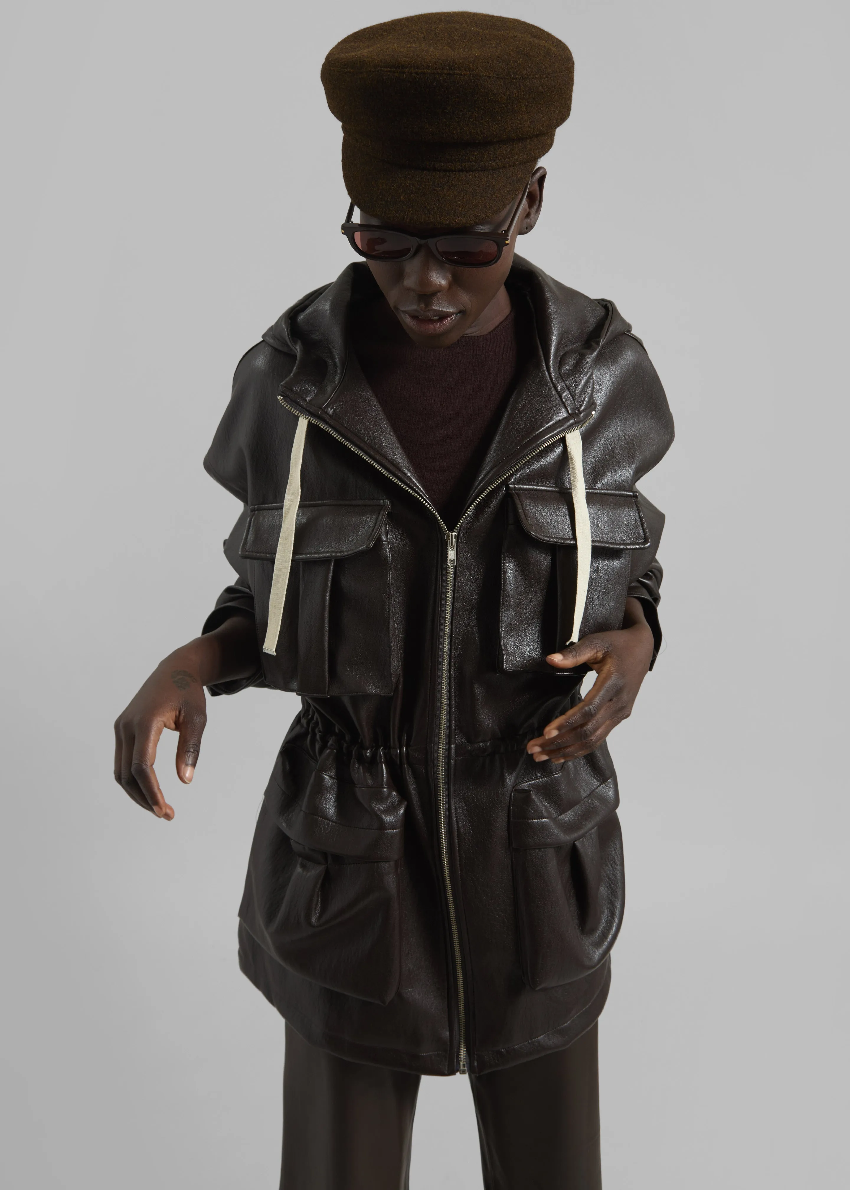 Jasper Faux Leather Jacket - Brown sold by Frankie Shop product image thumbnail 3