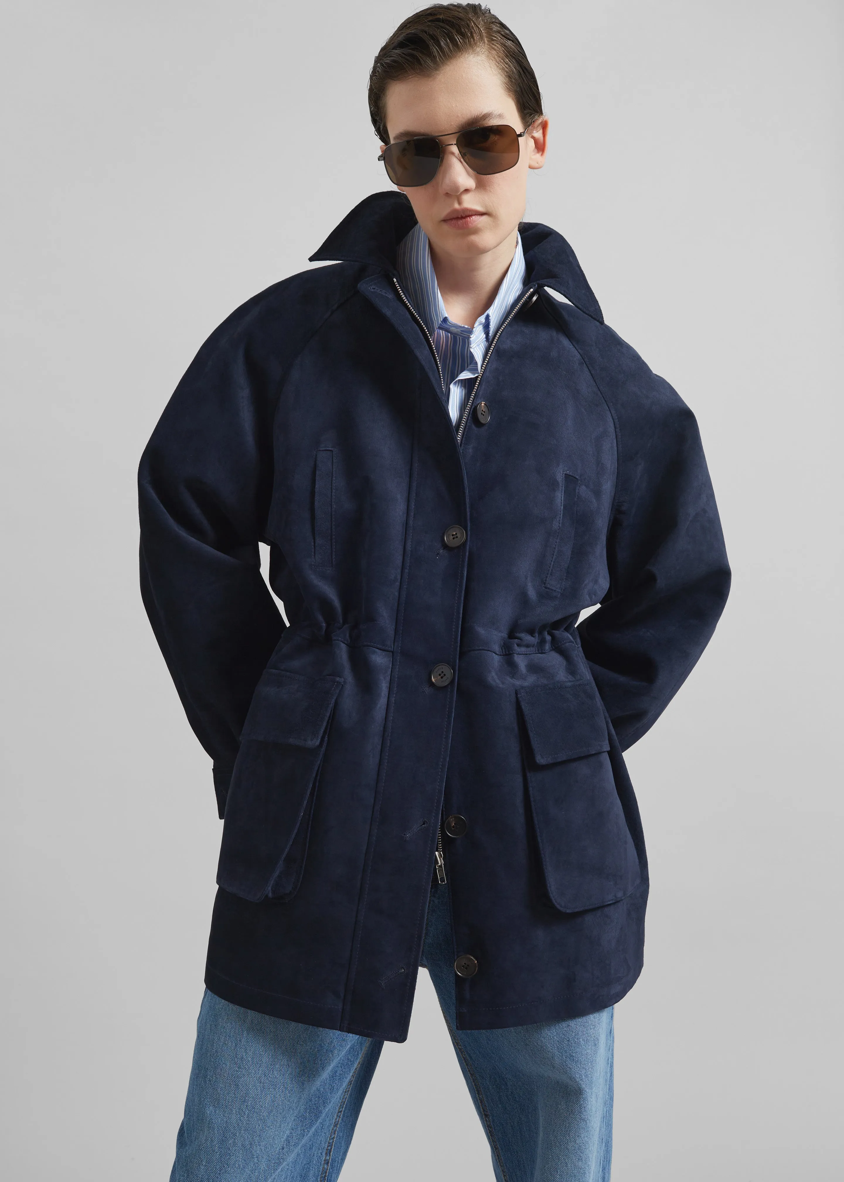 Kensal Suede Field Jacket - Navy sold by Frankie Shop product image thumbnail 3