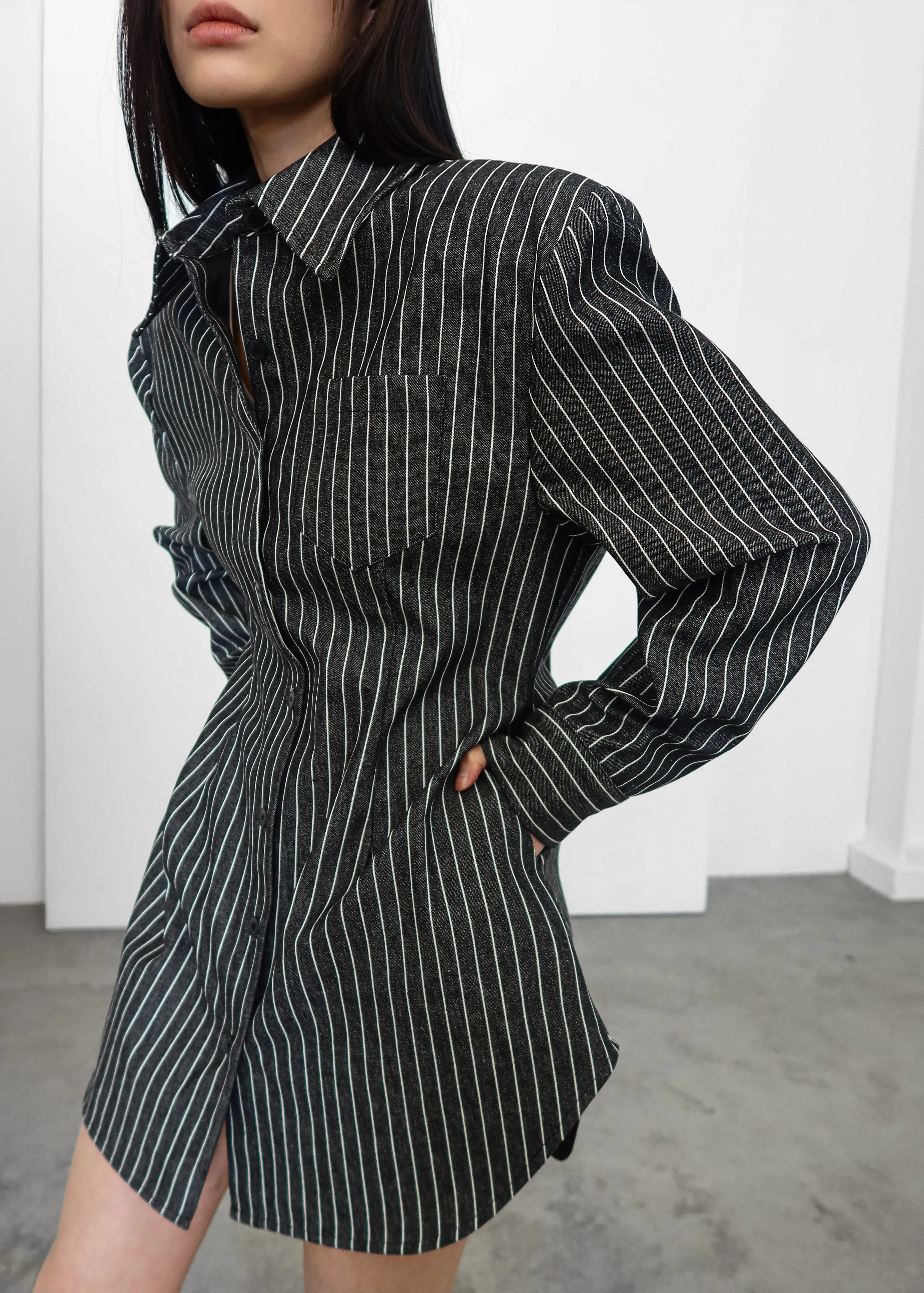 Sterford Pocket Shirt - Black/White Stripe sold by Frankie Shop