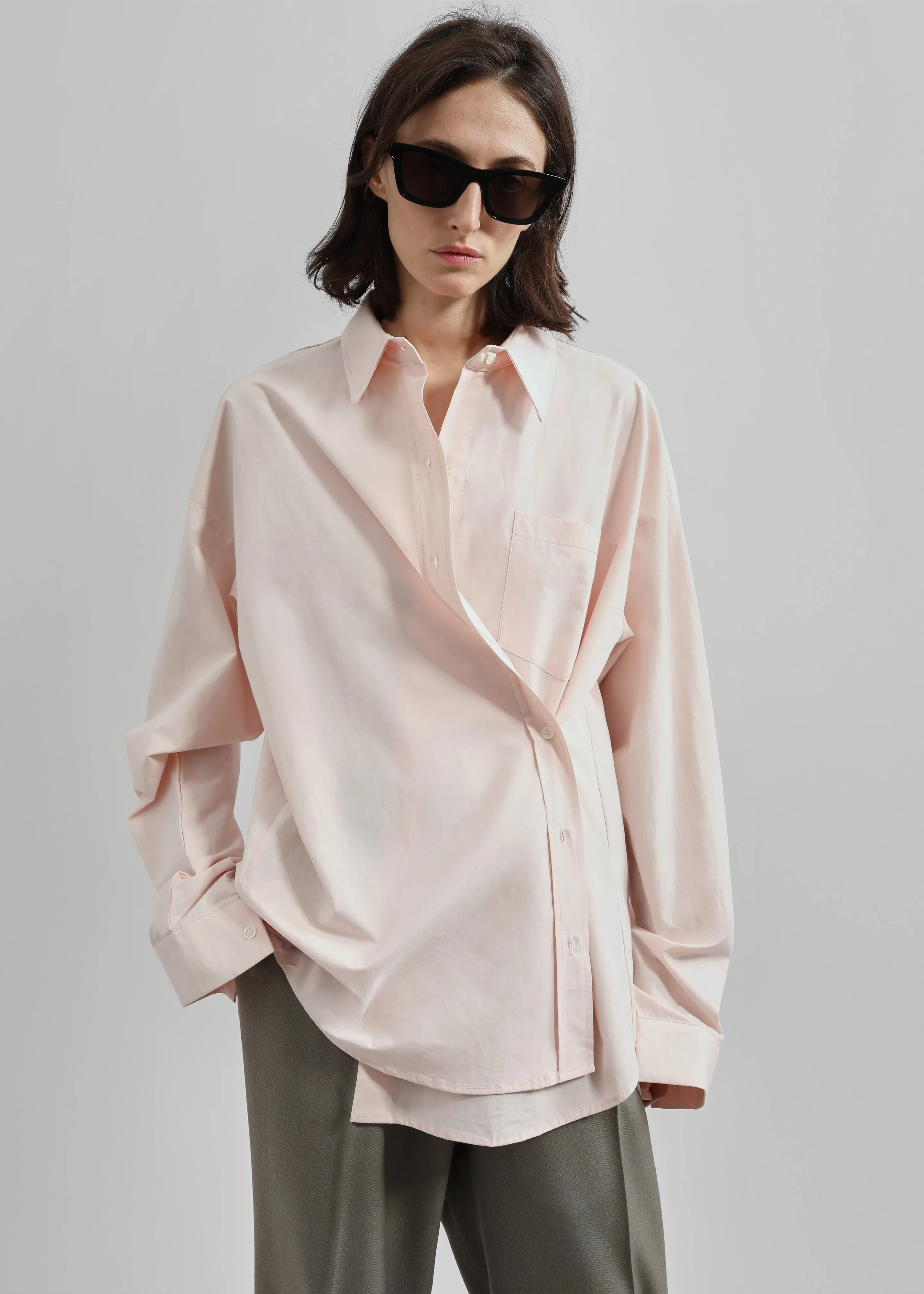 Volda Asymmetric Button-Up Shirt - Pink sold by Frankie Shop product image thumbnail 2