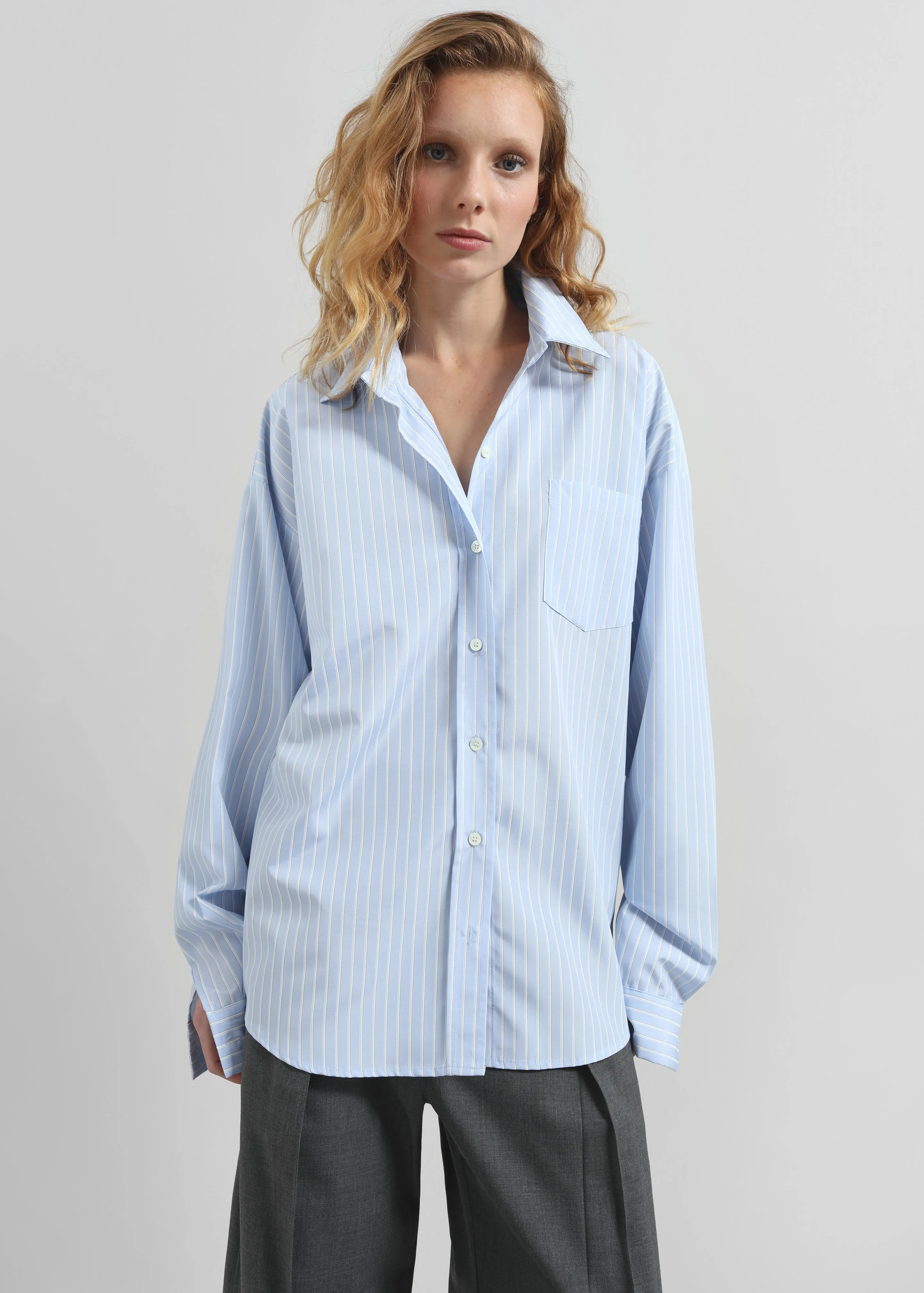 Lanthe Striped Oversized Shirt - Light Blue sold by Frankie Shop product image thumbnail 4