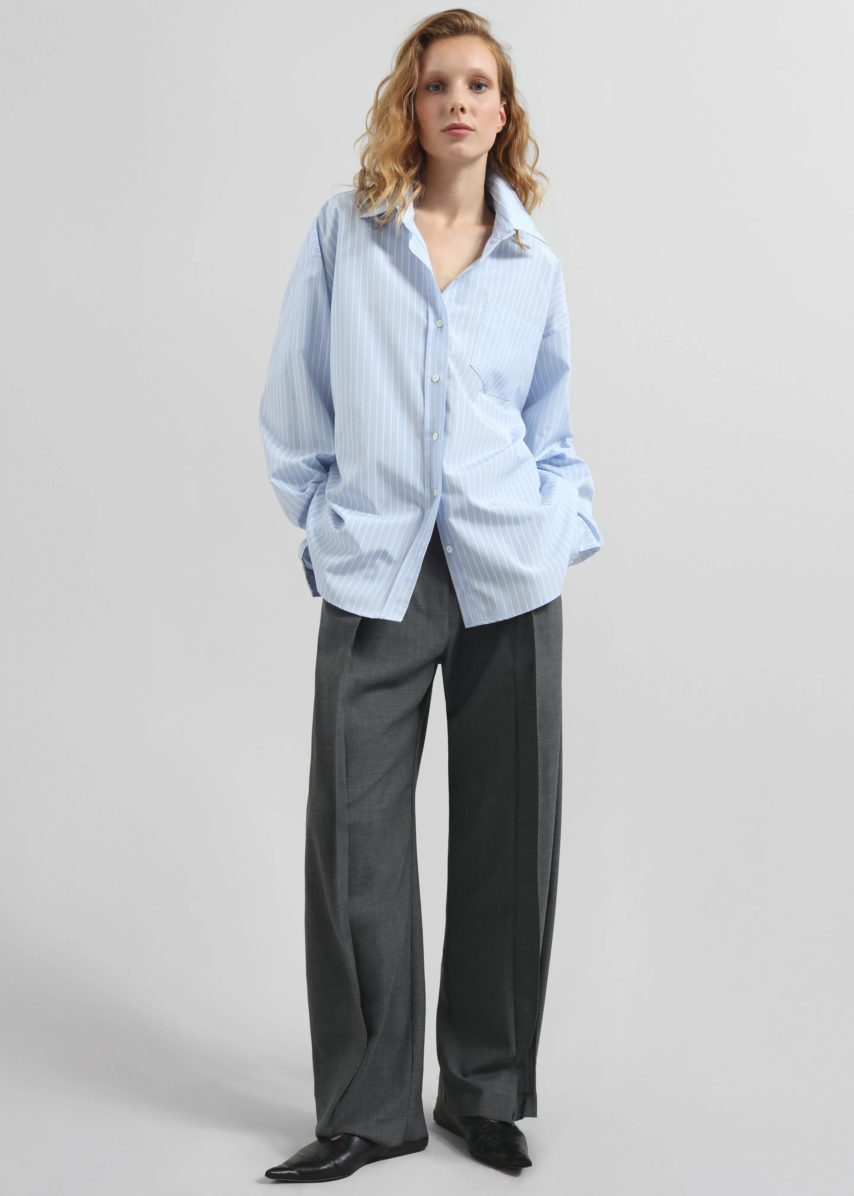 Lanthe Striped Oversized Shirt - Light Blue sold by Frankie Shop product image thumbnail 3