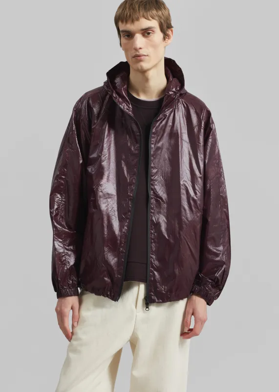 Risbury Glossed Hooded Jacket - Dark Plum made by Frankie Shop