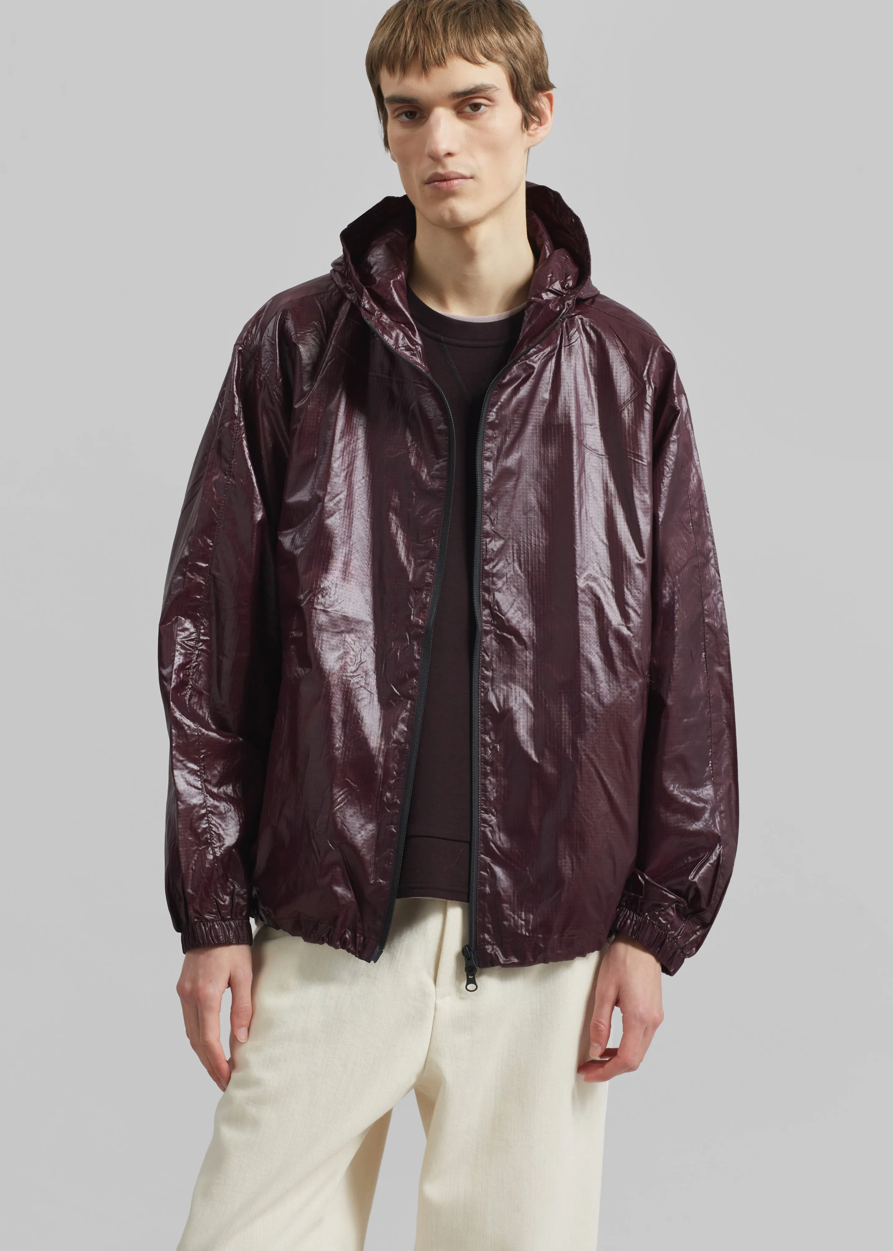 Risbury Glossed Hooded Jacket - Dark Plum sold by Frankie Shop