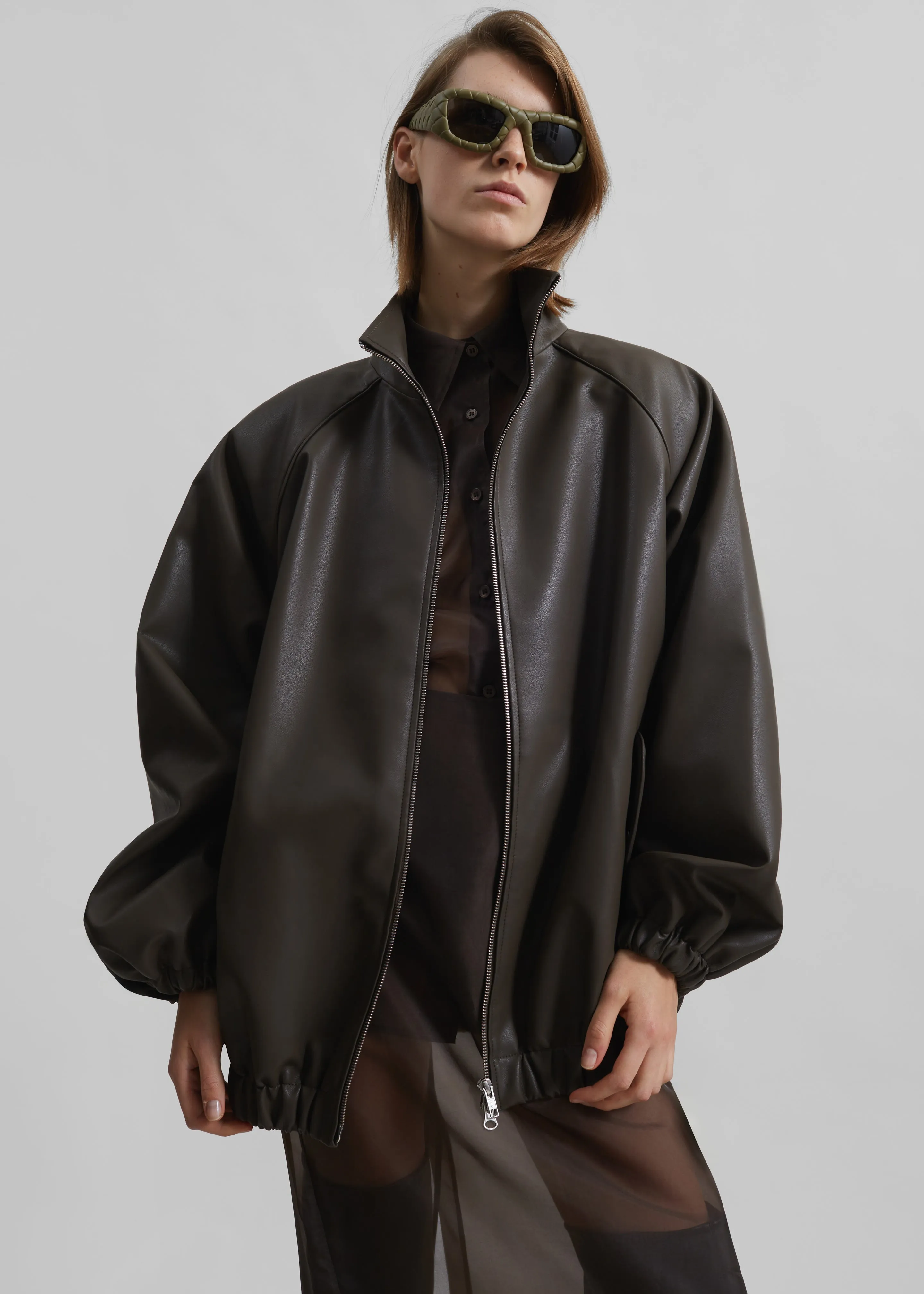 Senta Faux Leather Bomber - Khaki Brown sold by Frankie Shop product image thumbnail 5