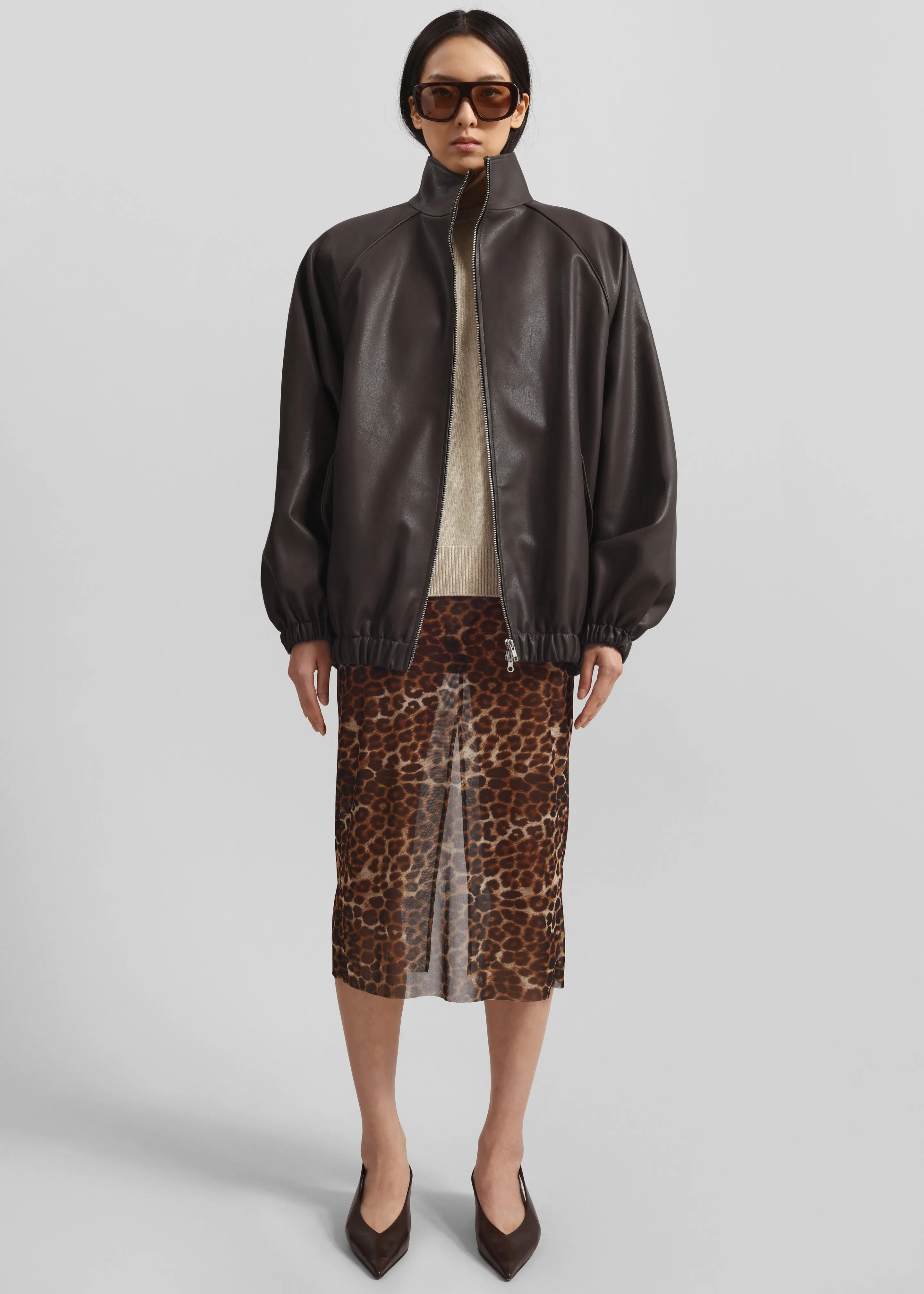 Senta Faux Leather Bomber - Khaki Brown sold by Frankie Shop product image thumbnail 2