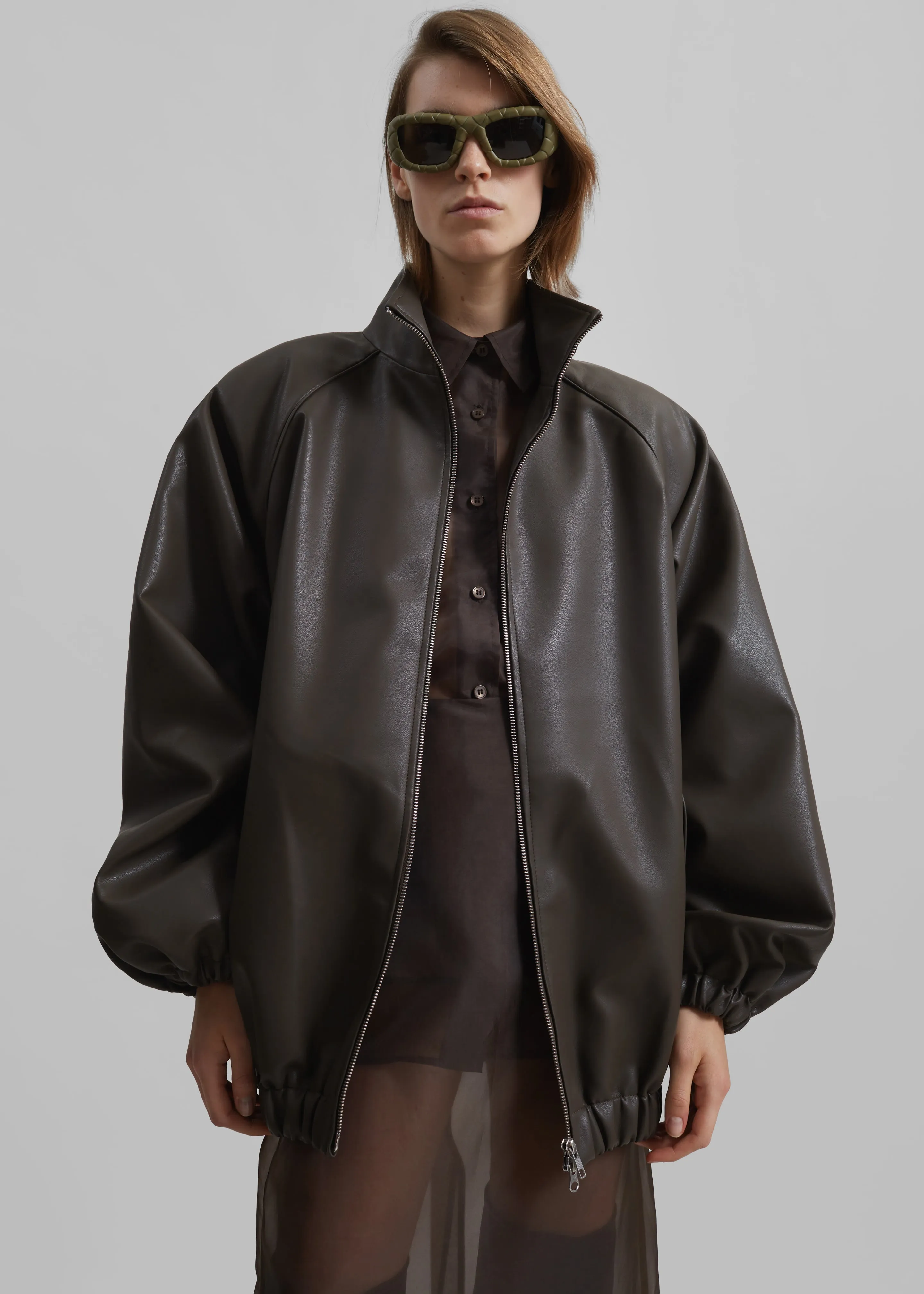 Senta Faux Leather Bomber - Khaki Brown sold by Frankie Shop product image thumbnail 4