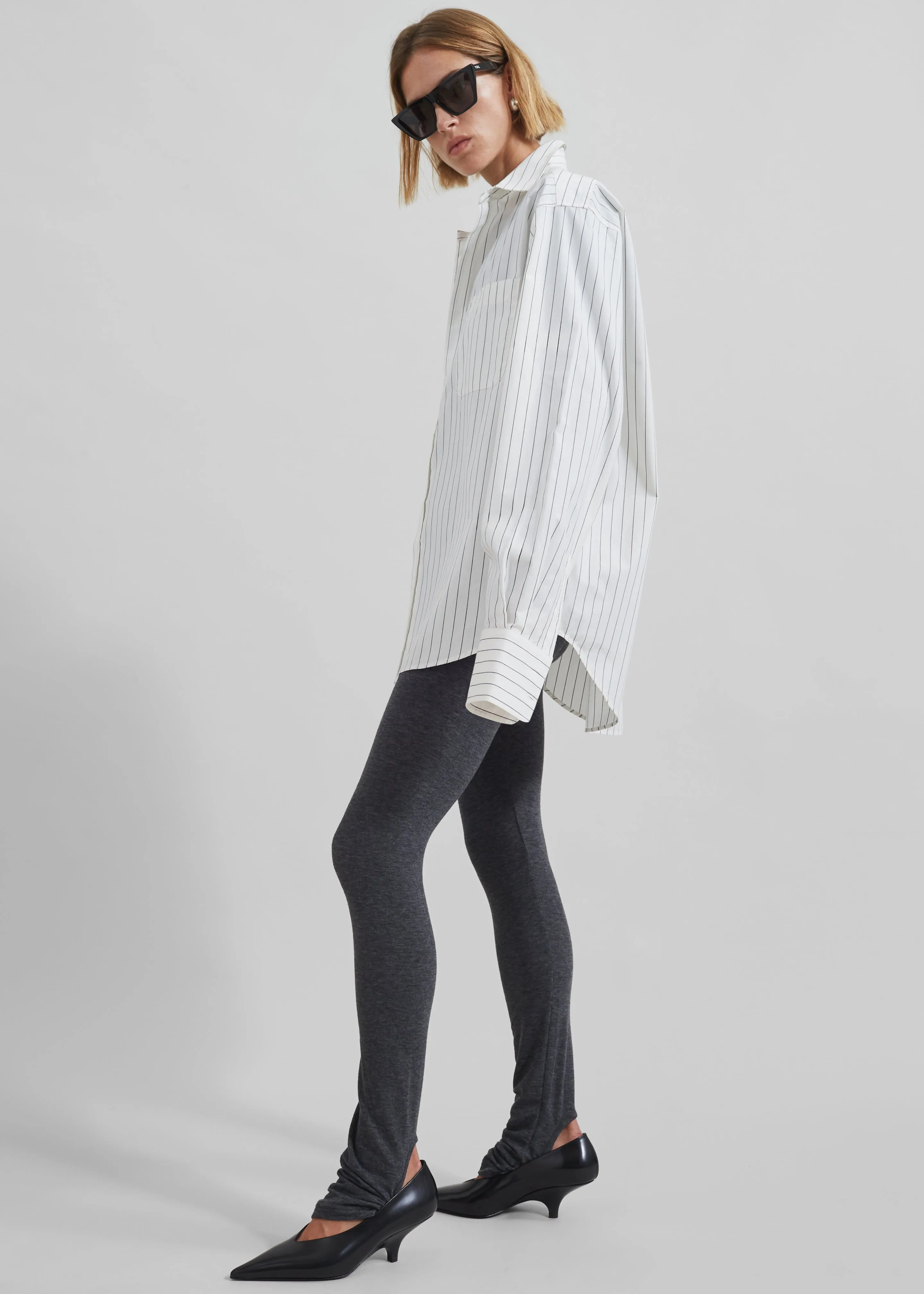 Anvers Striped Cotton Button Up Shirt - White/Black Stripe sold by Frankie Shop product image thumbnail 2