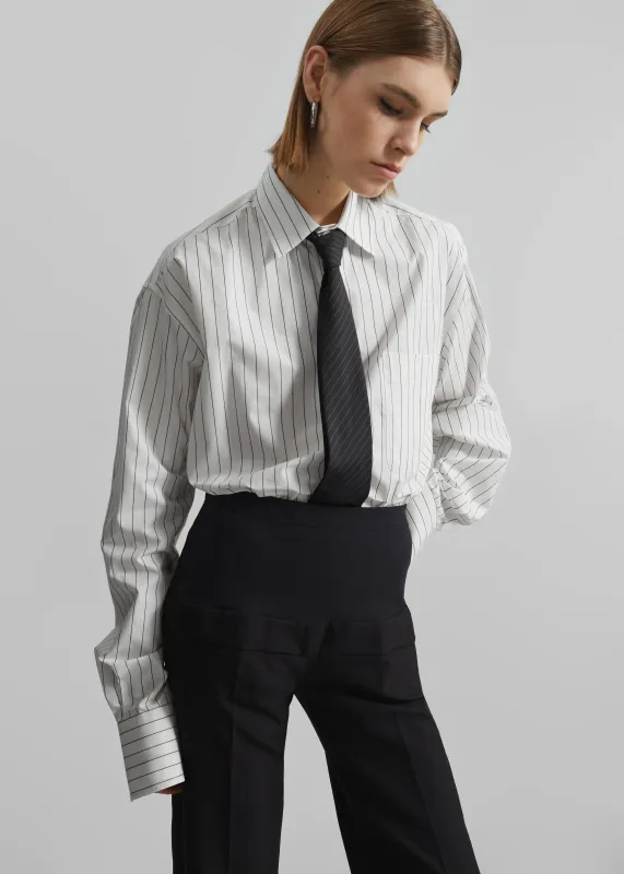 Anvers Striped Cotton Button Up Shirt - White/Black Stripe sold by Frankie Shop