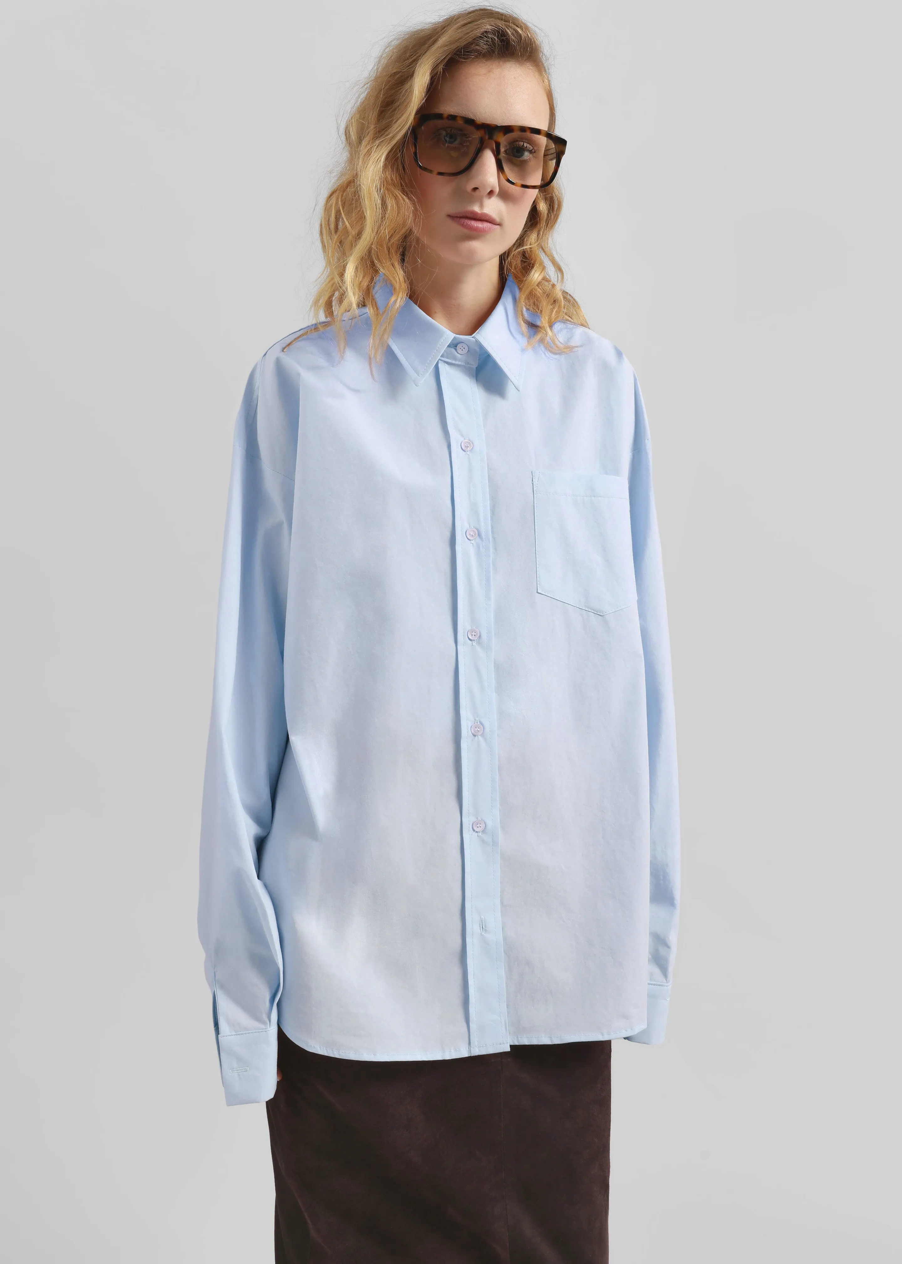 Volda Asymmetric Button-Up Shirt - Sky Blue sold by Frankie Shop product image thumbnail 5
