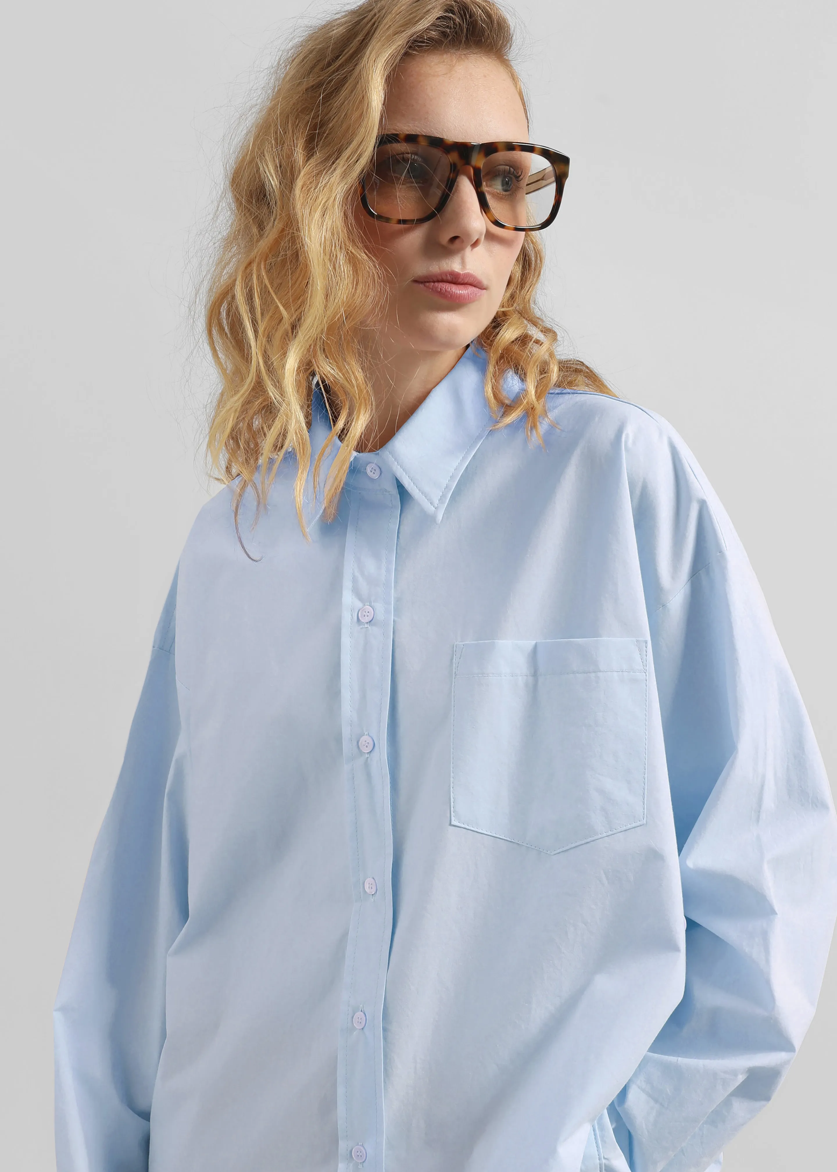 Volda Asymmetric Button-Up Shirt - Sky Blue sold by Frankie Shop product image thumbnail 2