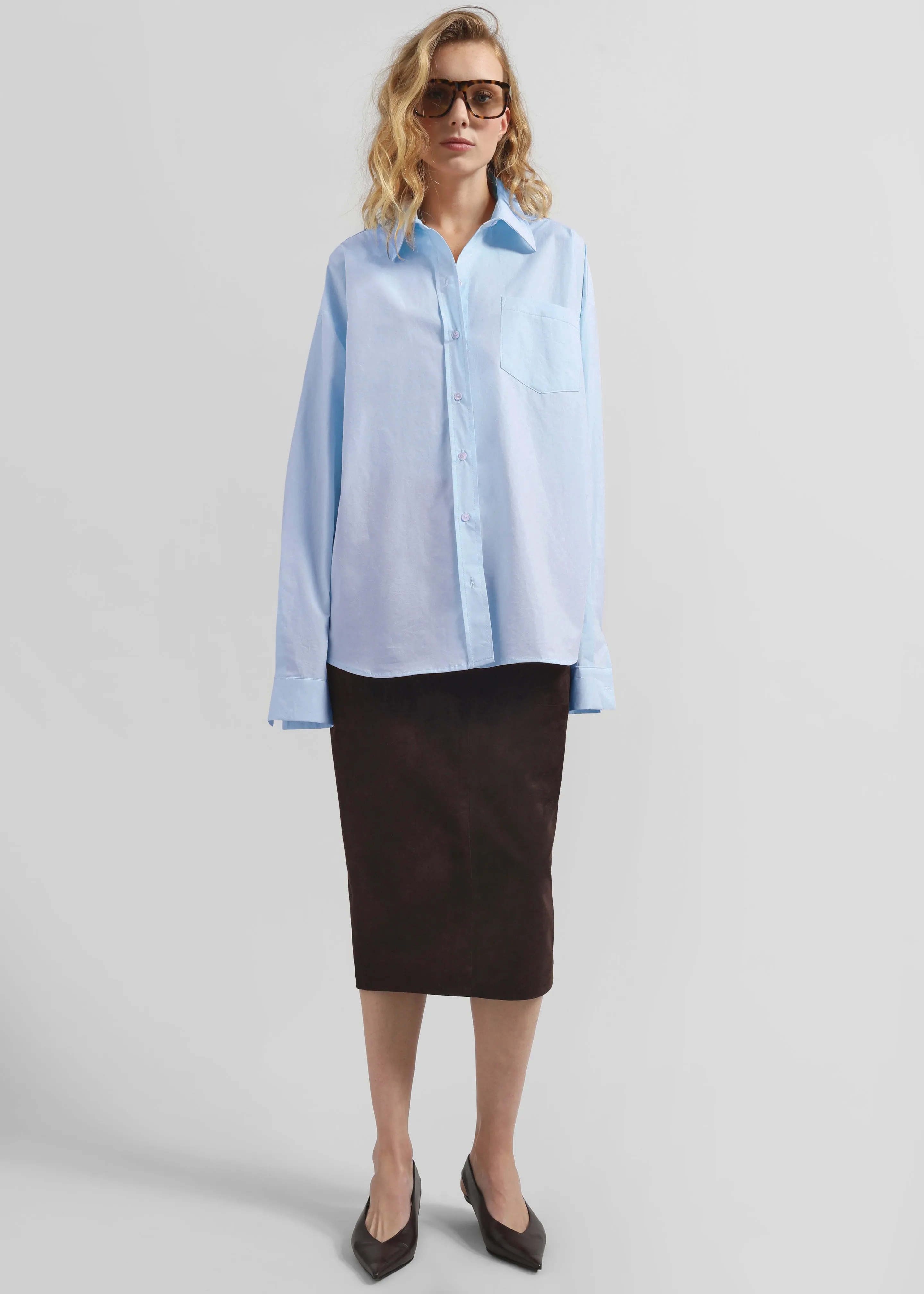 Volda Asymmetric Button-Up Shirt - Sky Blue sold by Frankie Shop product image thumbnail 4