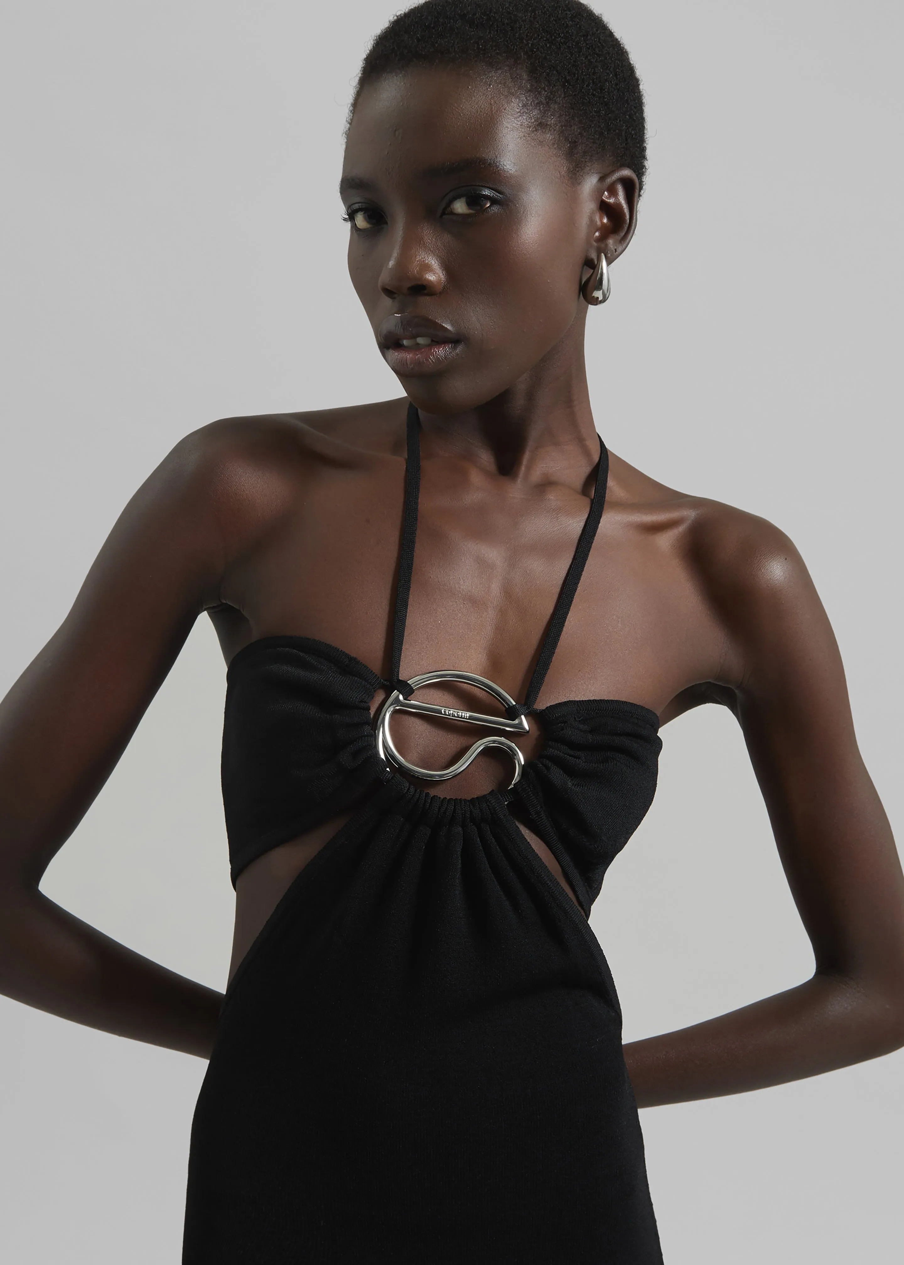 Coperni Knitted Halter Dress - Black sold by Frankie Shop