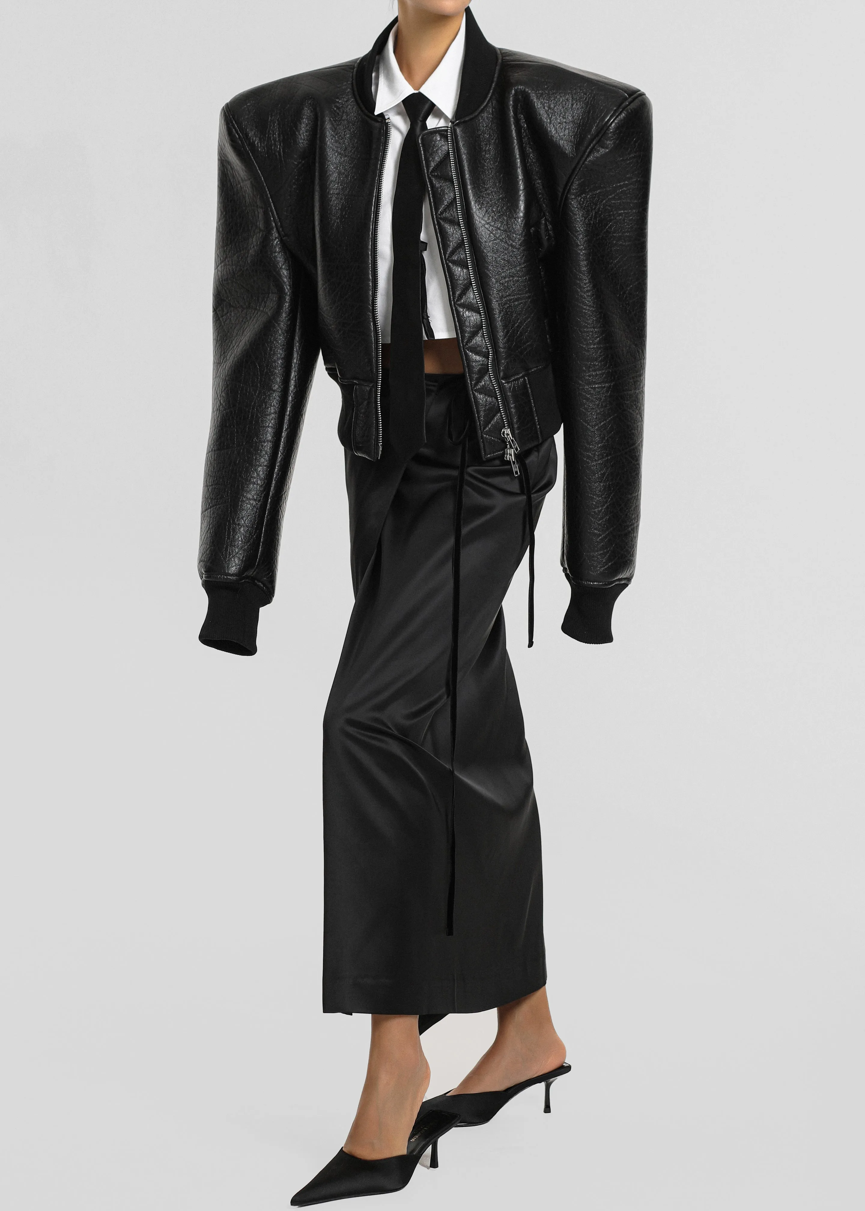 Glane Faux Leather Bomber Jacket - Black sold by Frankie Shop product image thumbnail 4