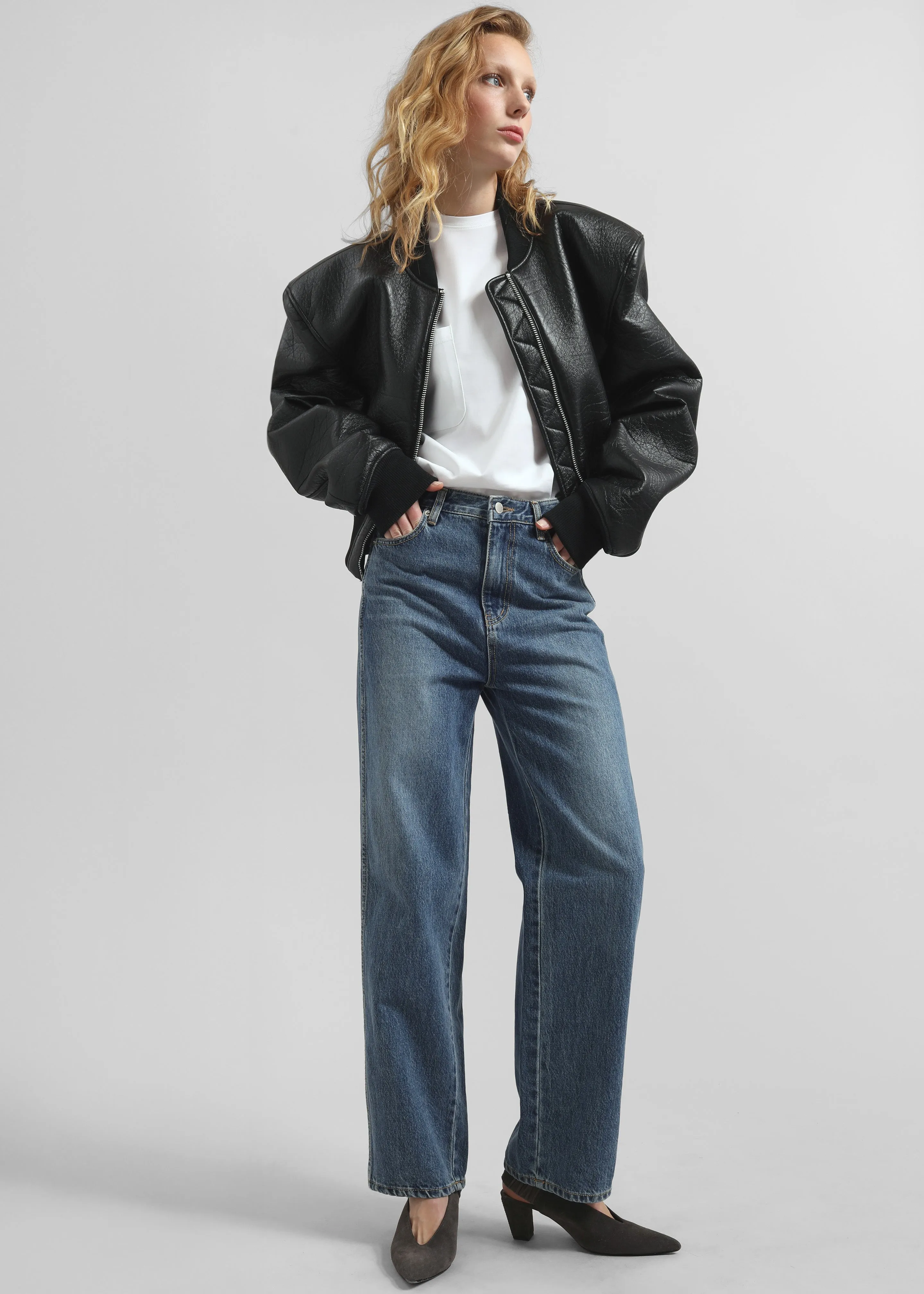 Glane Faux Leather Bomber Jacket - Black sold by Frankie Shop product image thumbnail 3