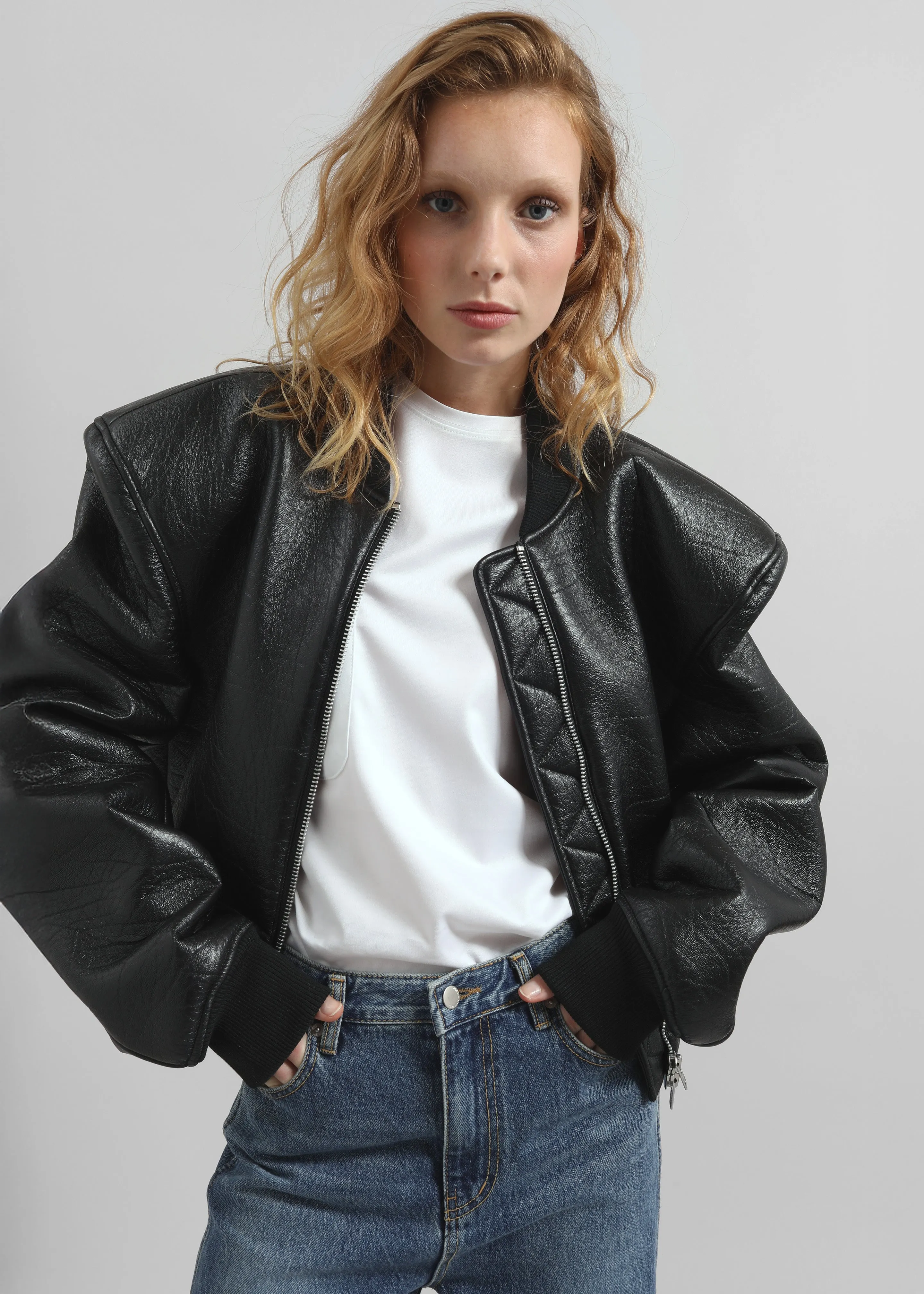 Glane Faux Leather Bomber Jacket - Black sold by Frankie Shop product image thumbnail 5