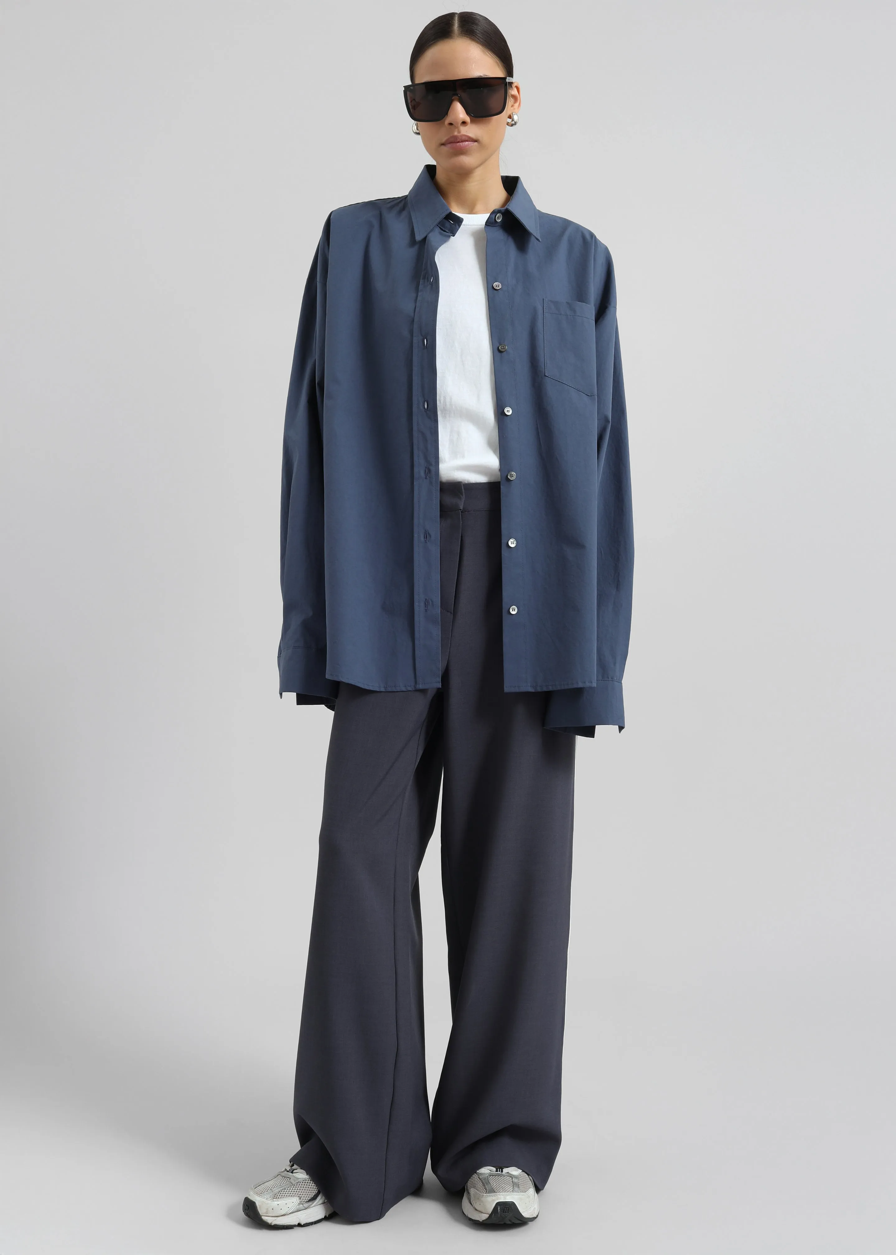 Volda Asymmetric Button-Up Shirt - Navy sold by Frankie Shop product image thumbnail 2