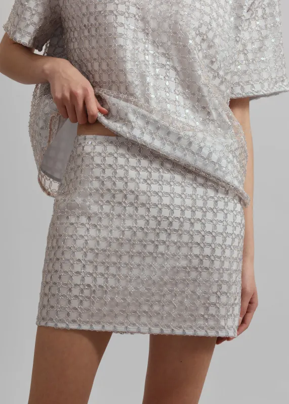 Rotate Beaded Mini Skirt - Beige sold by Frankie Shop