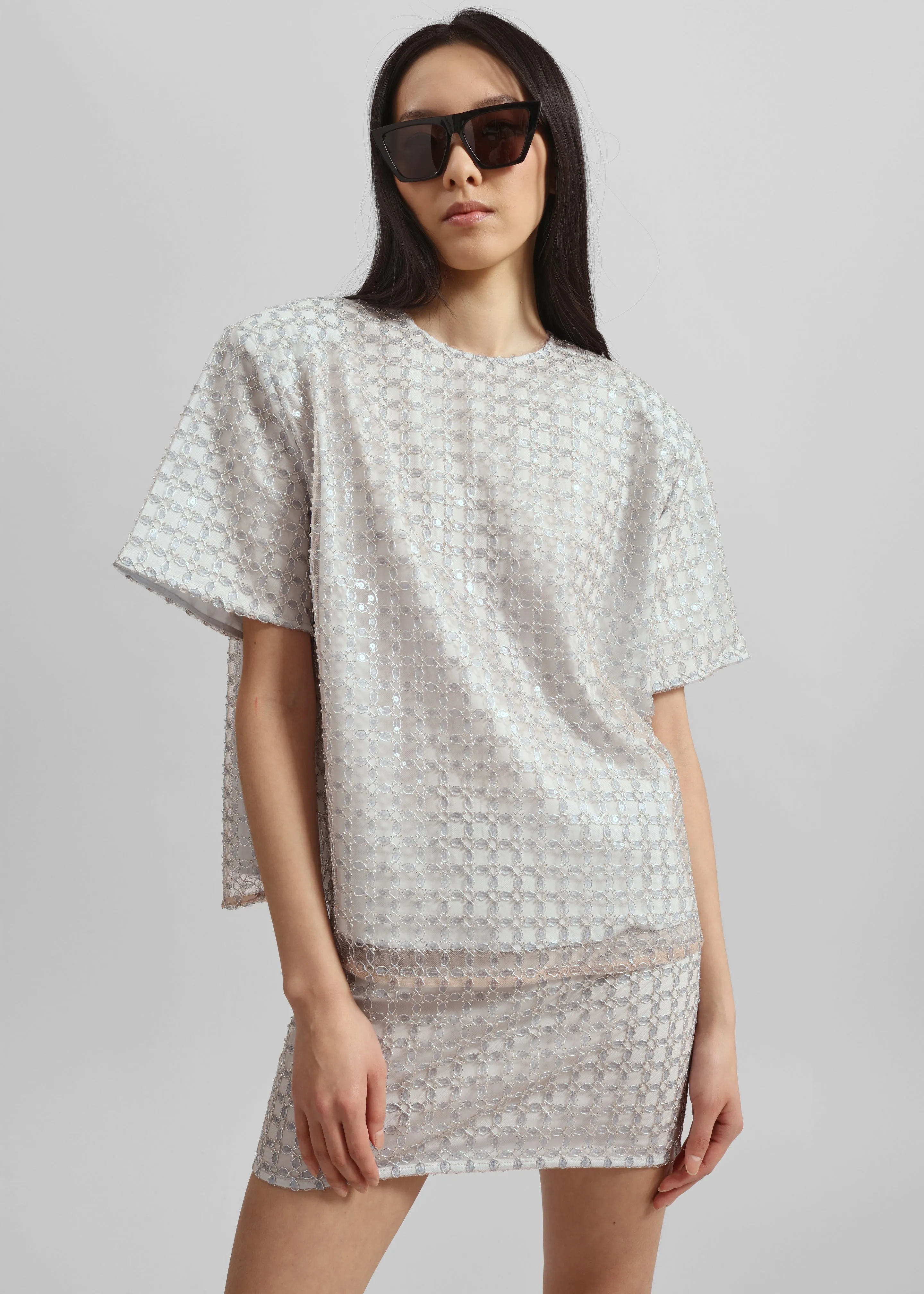 Rotate Beaded Oversized Top - Beige sold by Frankie Shop product image thumbnail 2