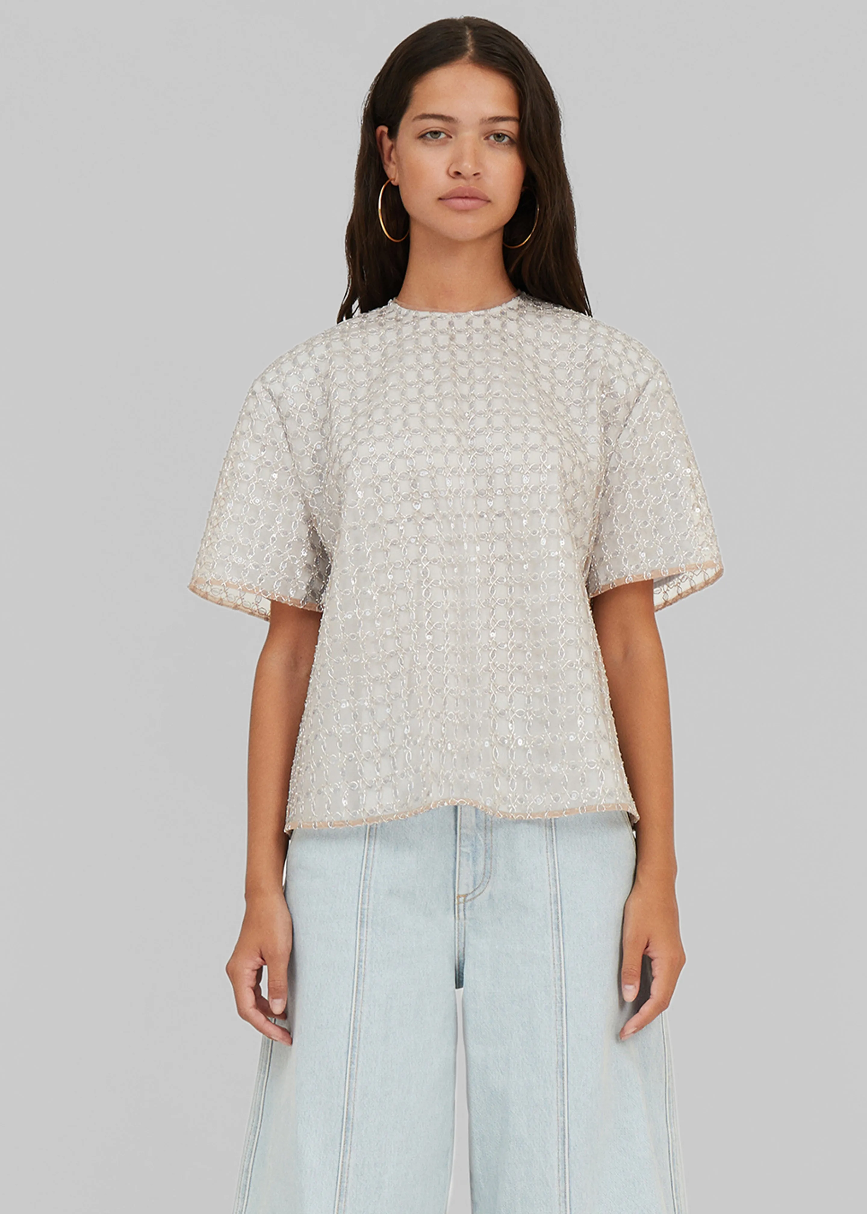 Rotate Beaded Oversized Top - Beige sold by Frankie Shop product image thumbnail 5